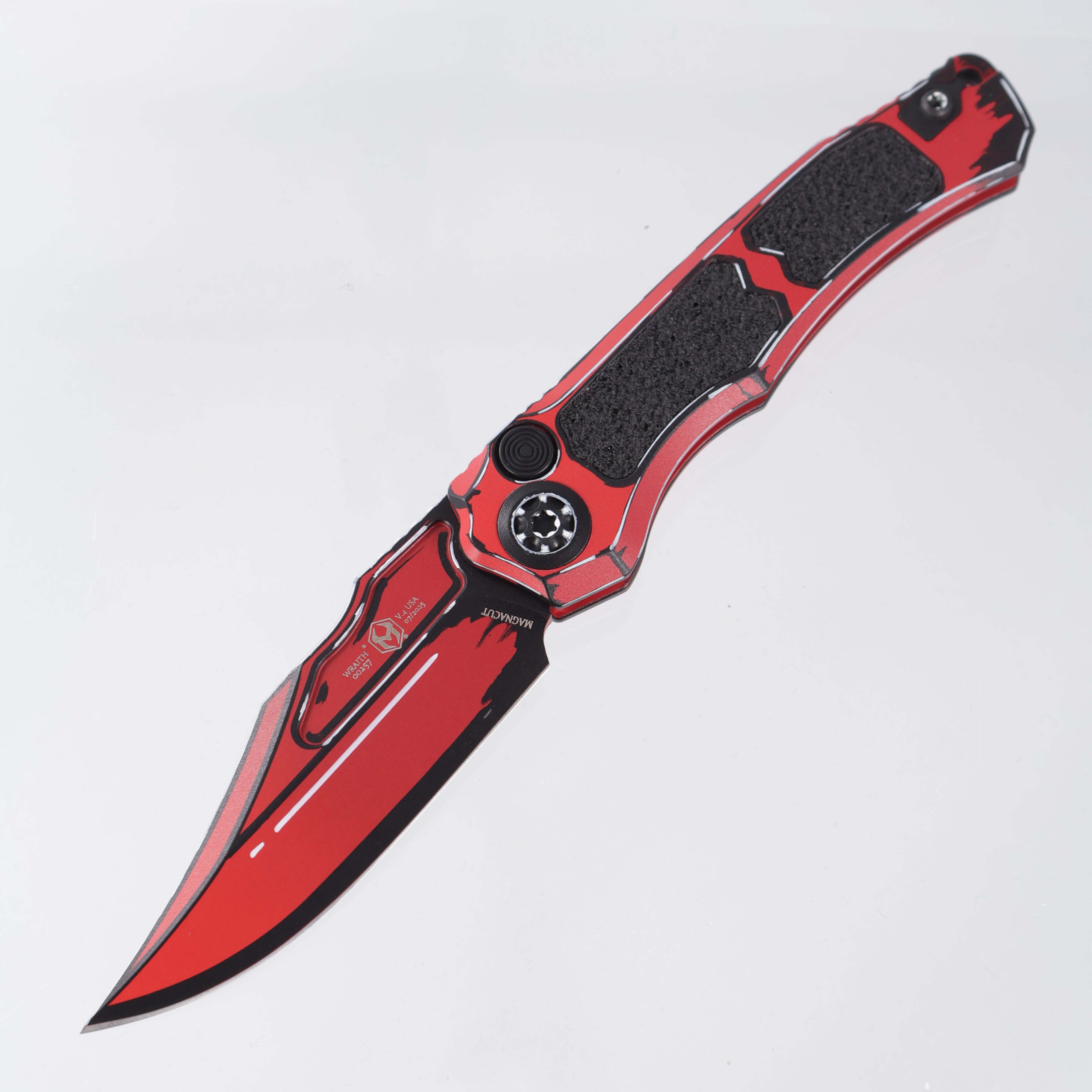 Heretic Wraith V4 Auto Bowie - Red Cel-Shade - Cerakote Magnacut - H002-CS-RED *PRE-OWNED*
