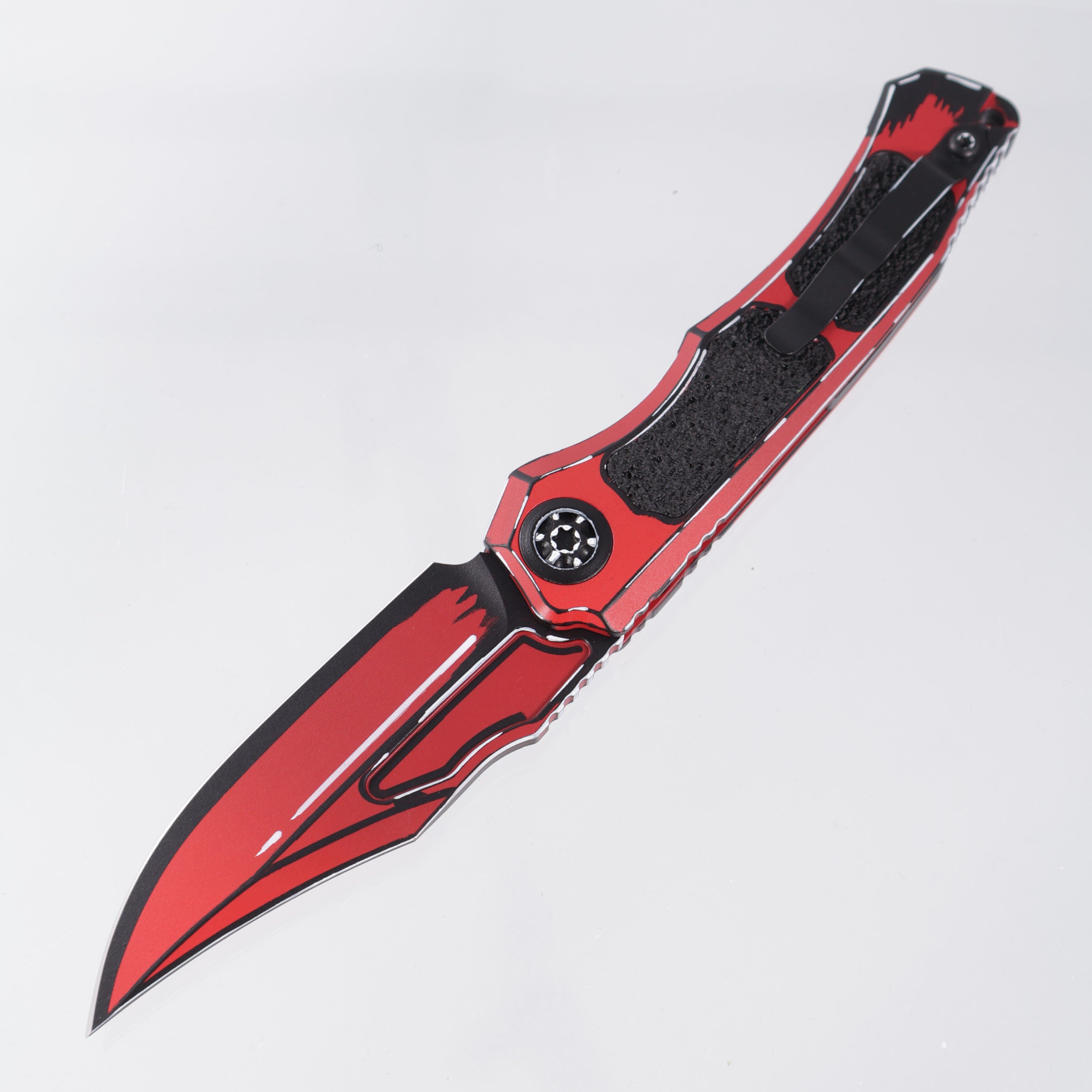 Heretic Wraith V4 Auto Bowie - Red Cel-Shade - Cerakote Magnacut - H002-CS-RED *PRE-OWNED*