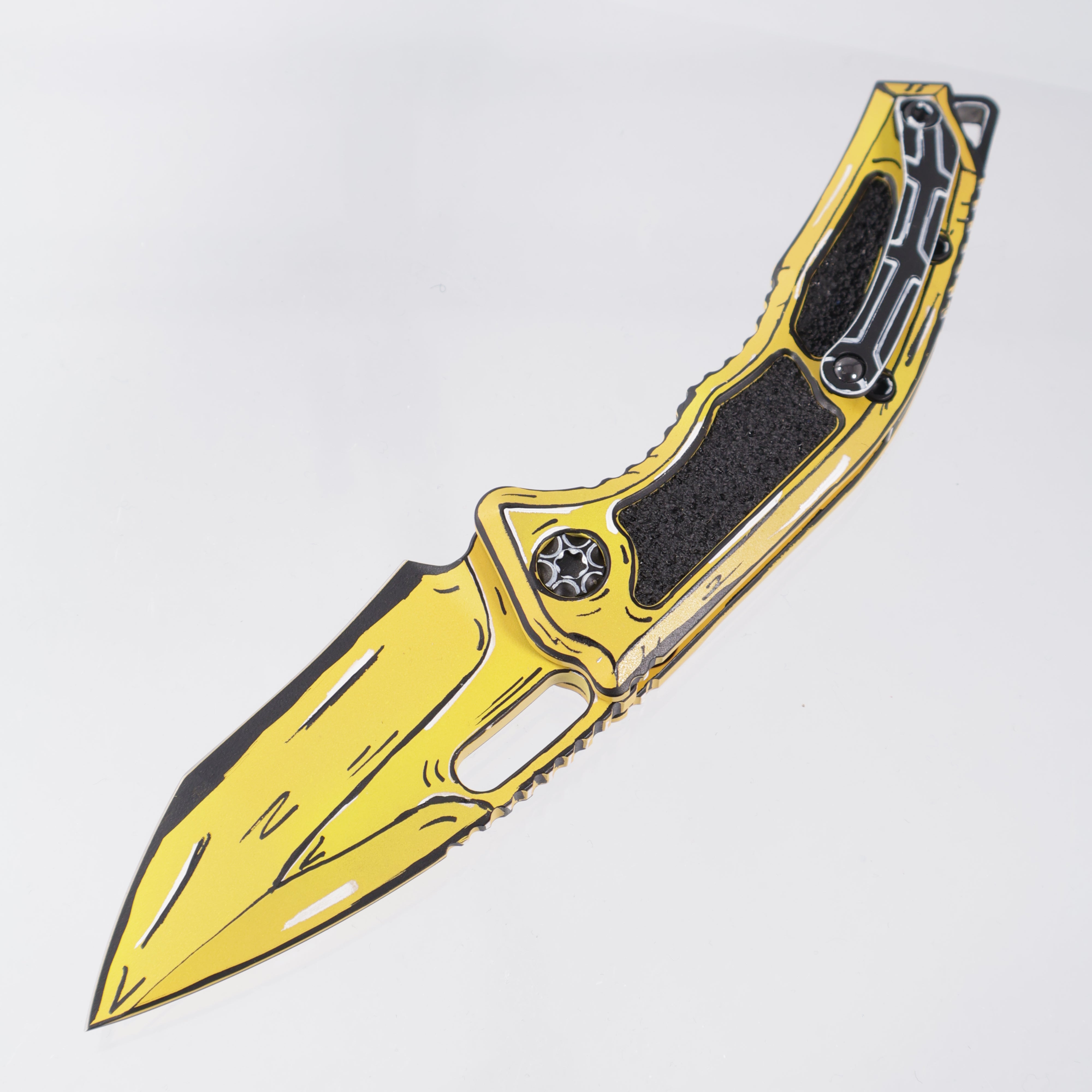 Heretic Knives Medusa Auto Recurve - Yellow Cel Shading - Cerakote Magnacut - H012-CS-YW *PRE-OWNED*
