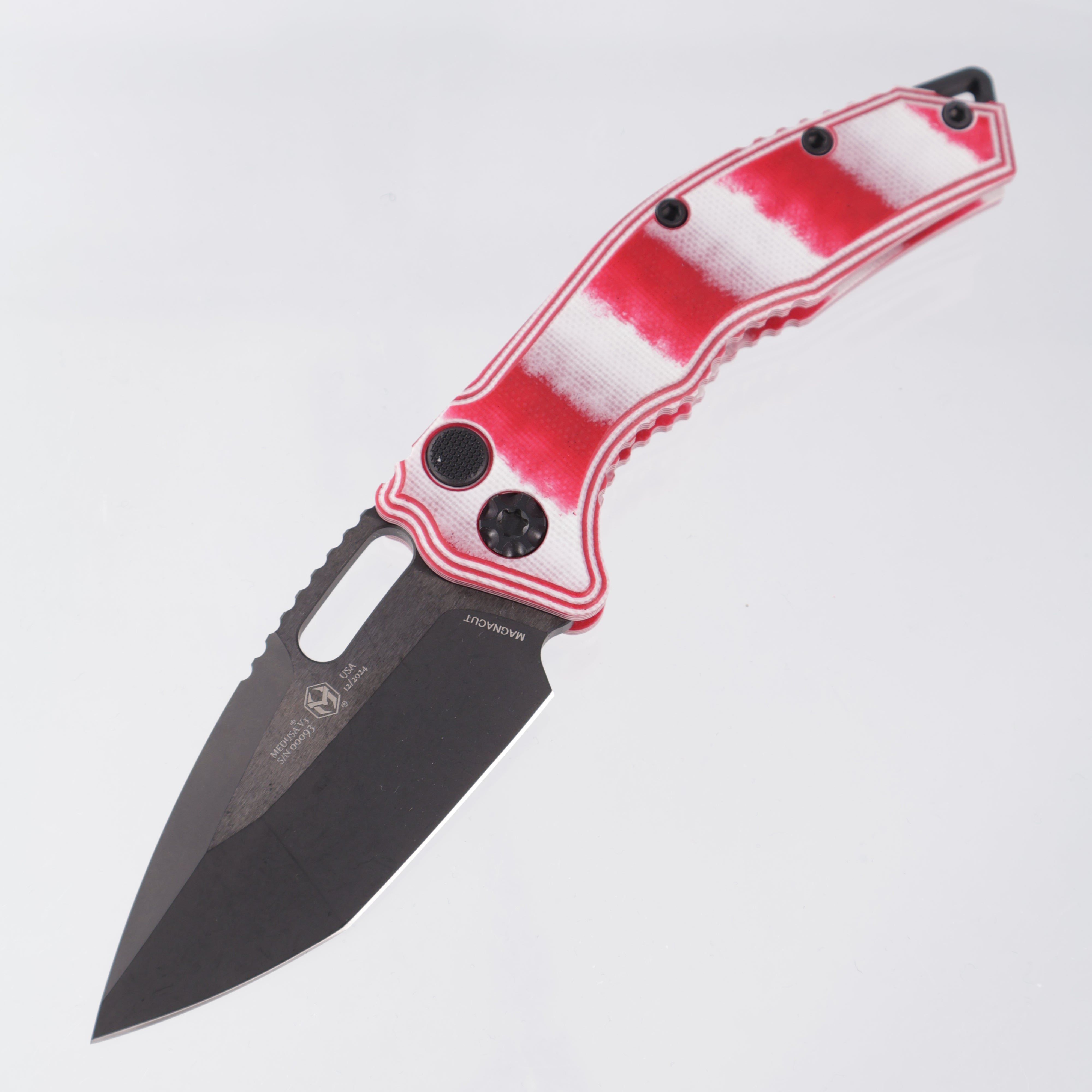 Heretic Medusa Auto Tanto - Candy Cane G10 - DLC Magnacut - H011-6A-CANDY *PRE-OWNED*