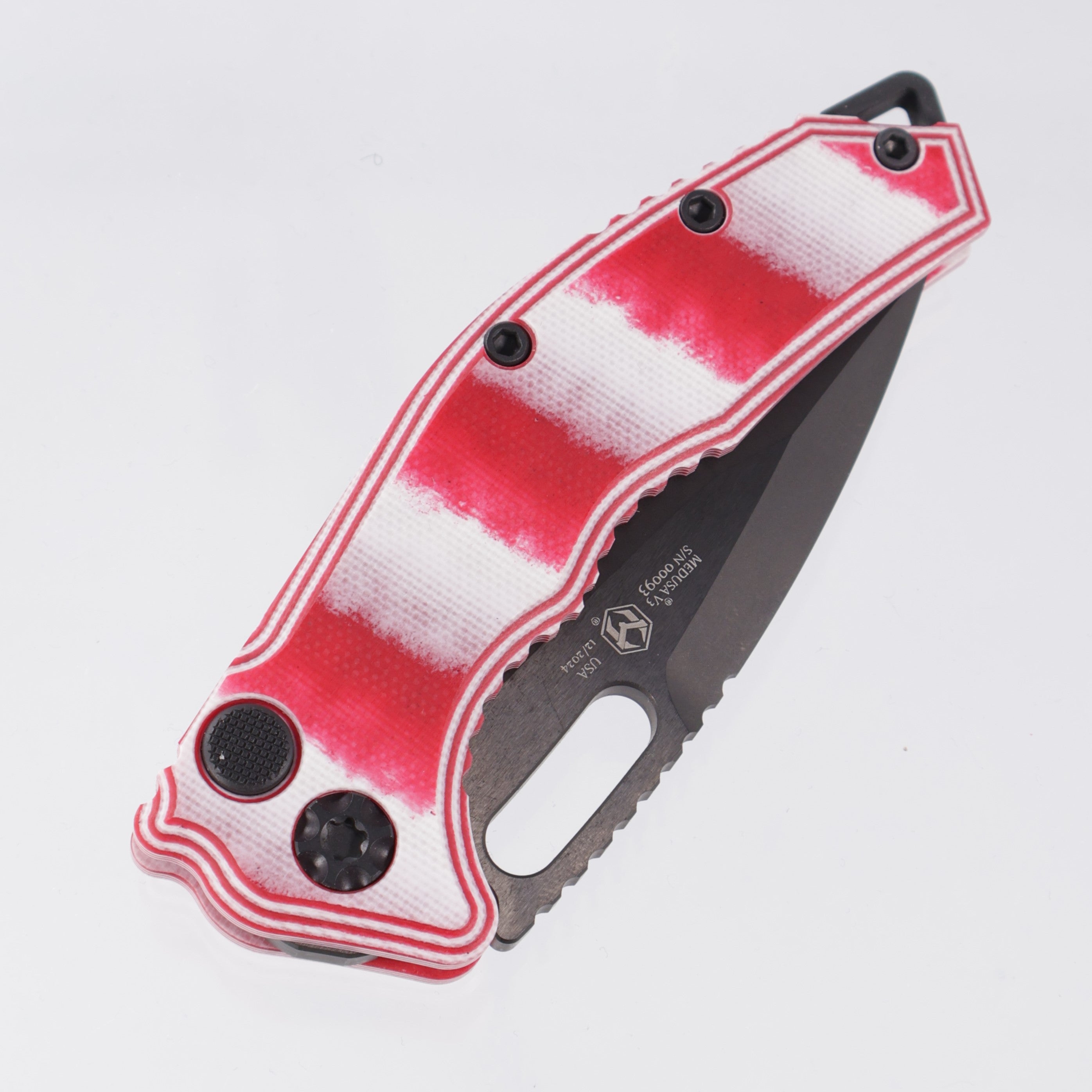 Heretic Medusa Auto Tanto - Candy Cane G10 - DLC Magnacut - H011-6A-CANDY *PRE-OWNED*