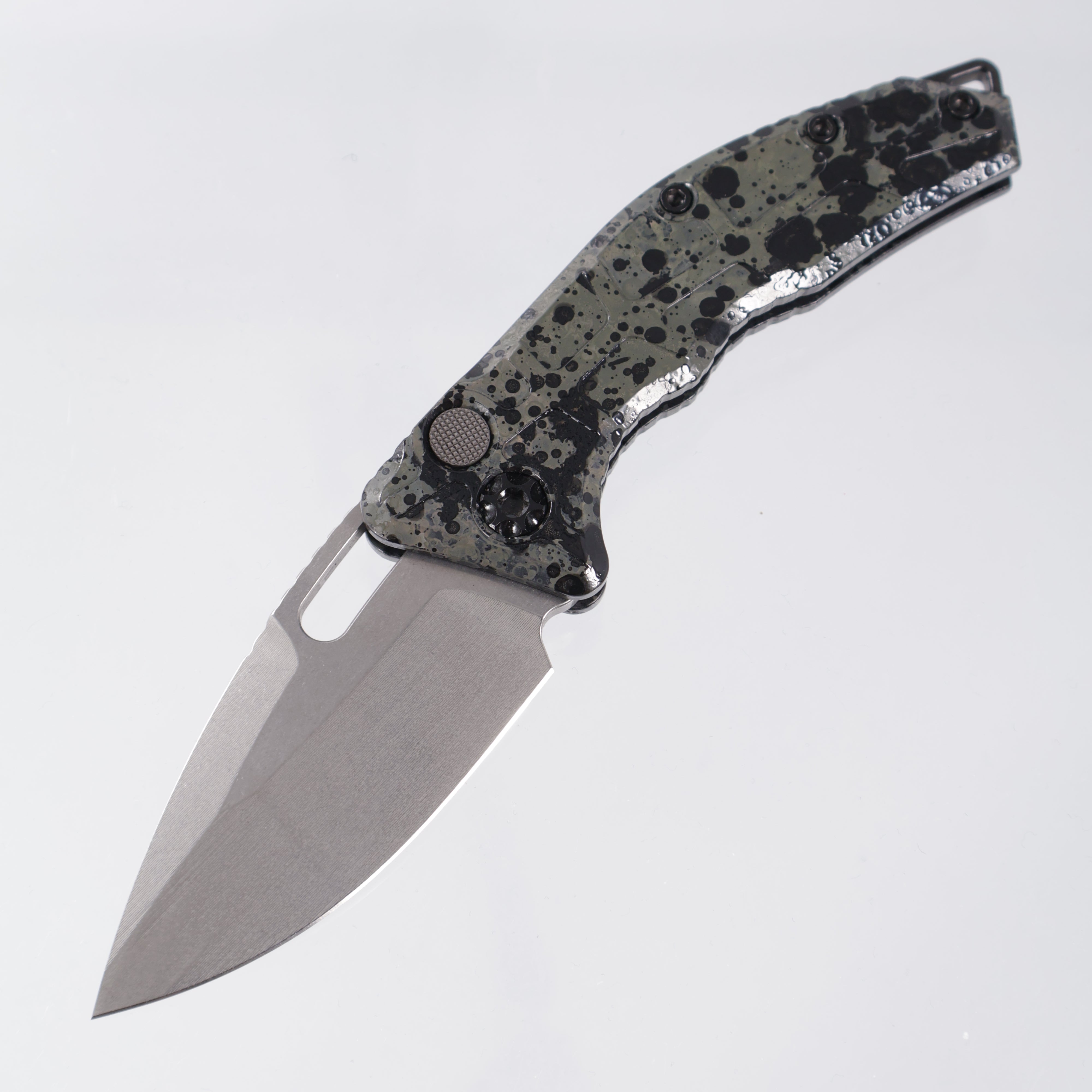 Heretic Martyr Auto Drop Point - Splash Camo Aluminum - Stonewash 154CM S/N: 011 *PRE-OWNED*