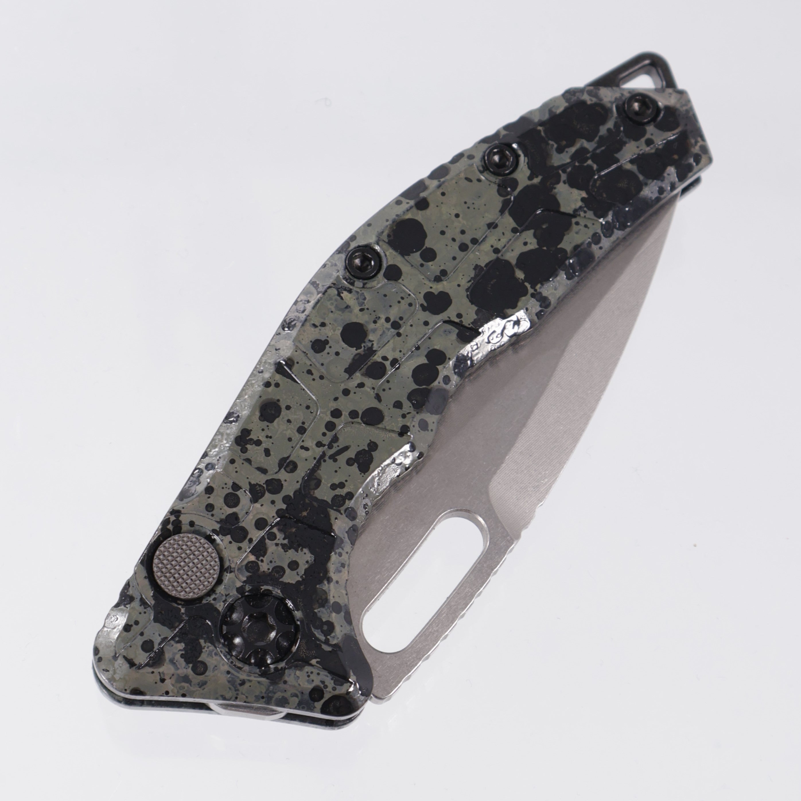 Heretic Martyr Auto Drop Point - Splash Camo Aluminum - Stonewash 154CM S/N: 011 *PRE-OWNED*