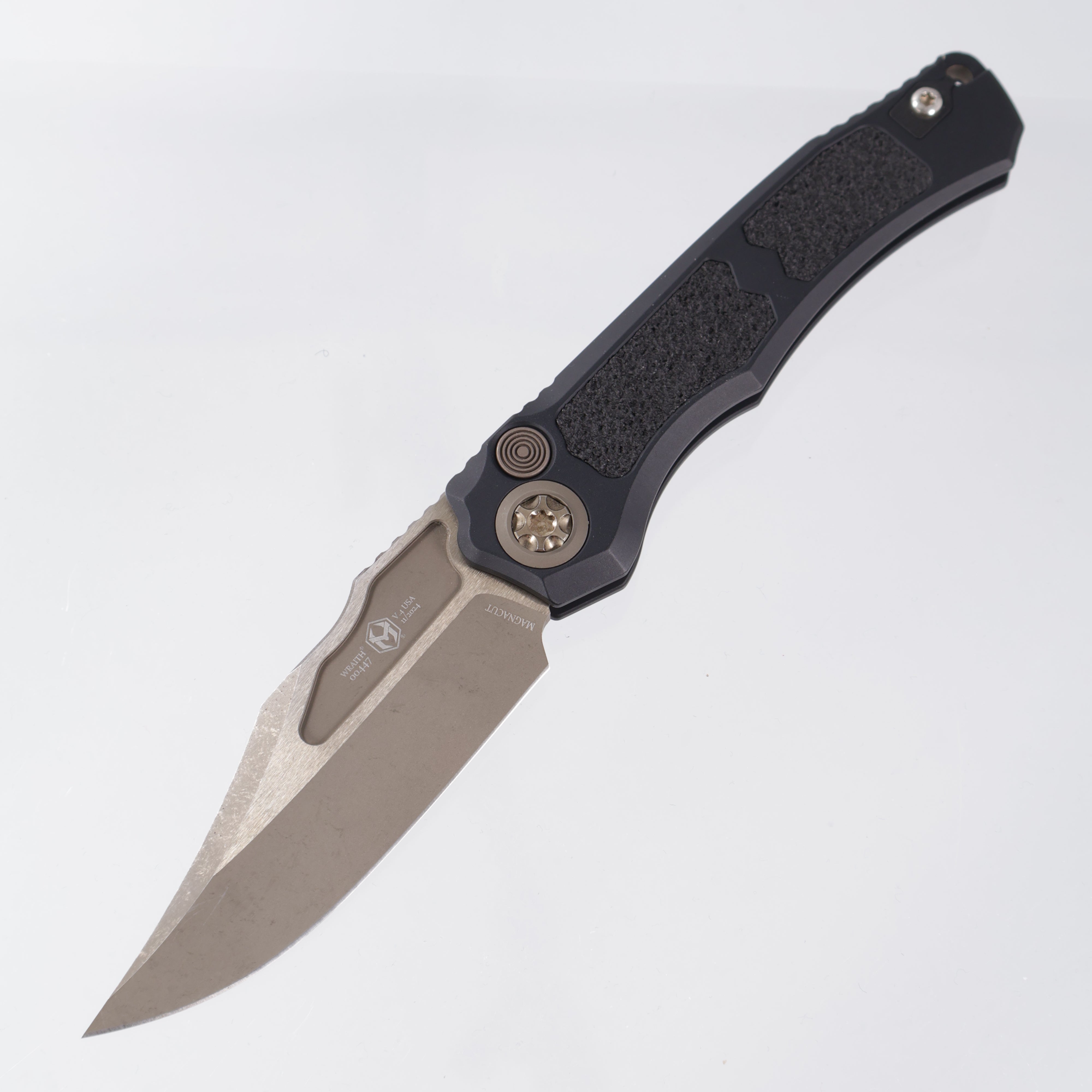 Heretic Knives Wraith Auto V4 Bowie - Black w/ Bronze hardware - Bronze Magnacut H002-7A *PRE-OWNED*