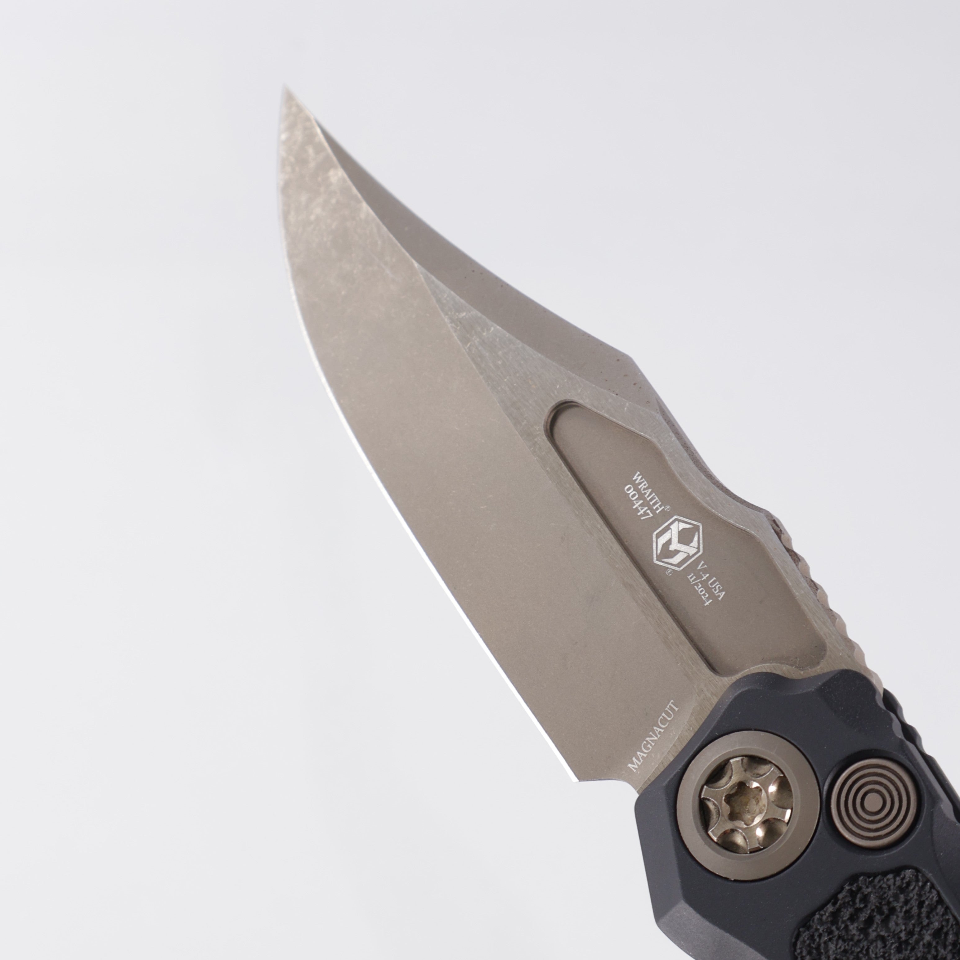 Heretic Knives Wraith Auto V4 Bowie - Black w/ Bronze hardware - Bronze Magnacut H002-7A *PRE-OWNED*