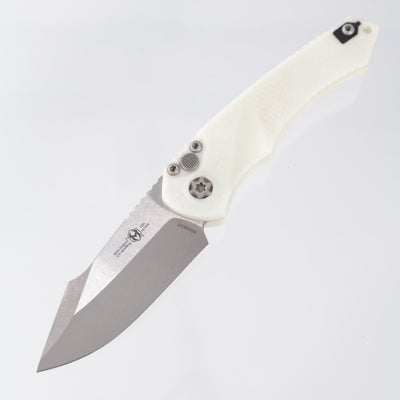 Heretic Mini Pariah Auto Single Edge - Glow In The Dark Polymer - Battleworn Magnacut w/ Snugglez Lasering - H054-5A-GLO - BROP Exclusive *PRE-OWNED*
