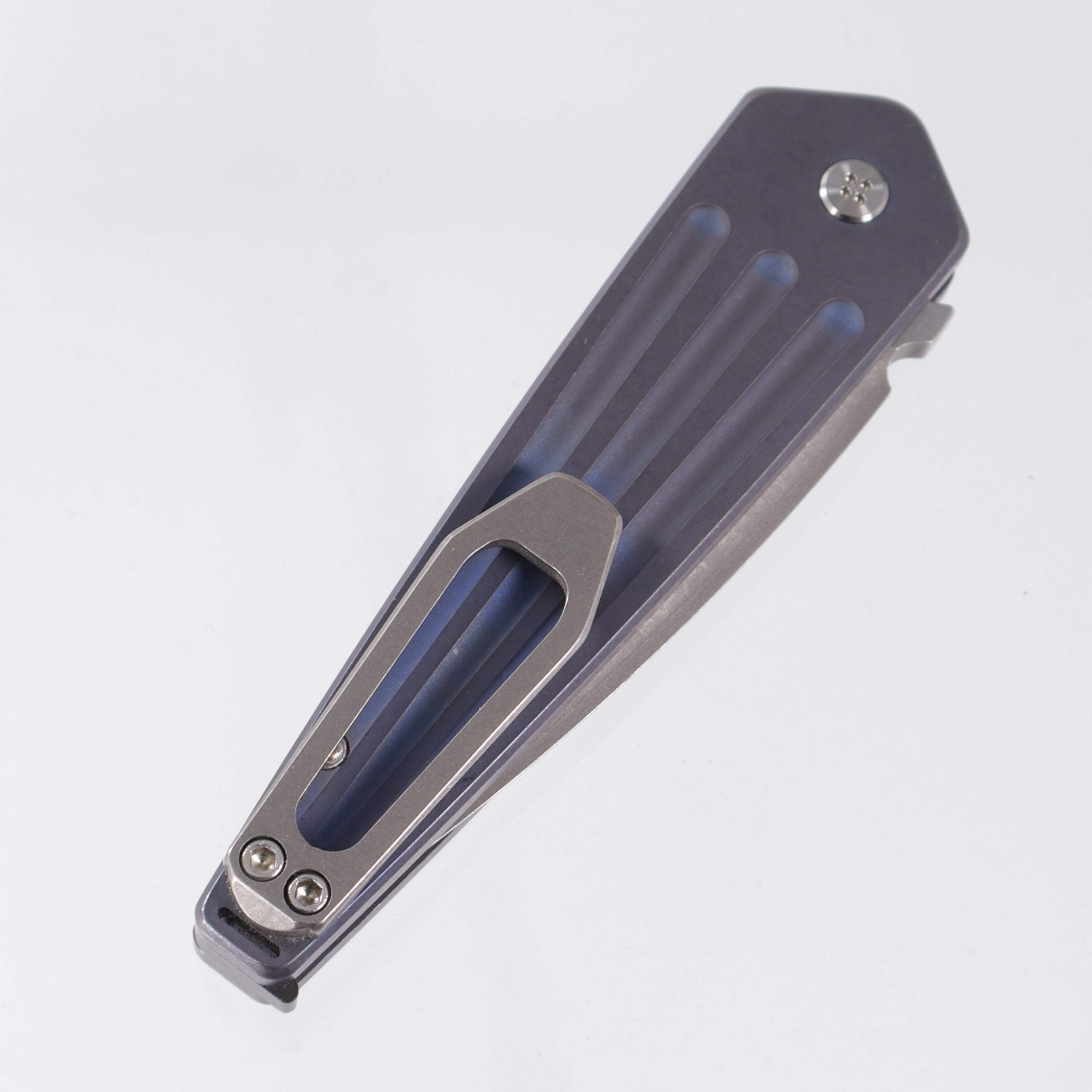Medford Nosferatu Auto - Blue Titanium Chassis - Stonewash/Satin S45VN *PRE-OWNED*