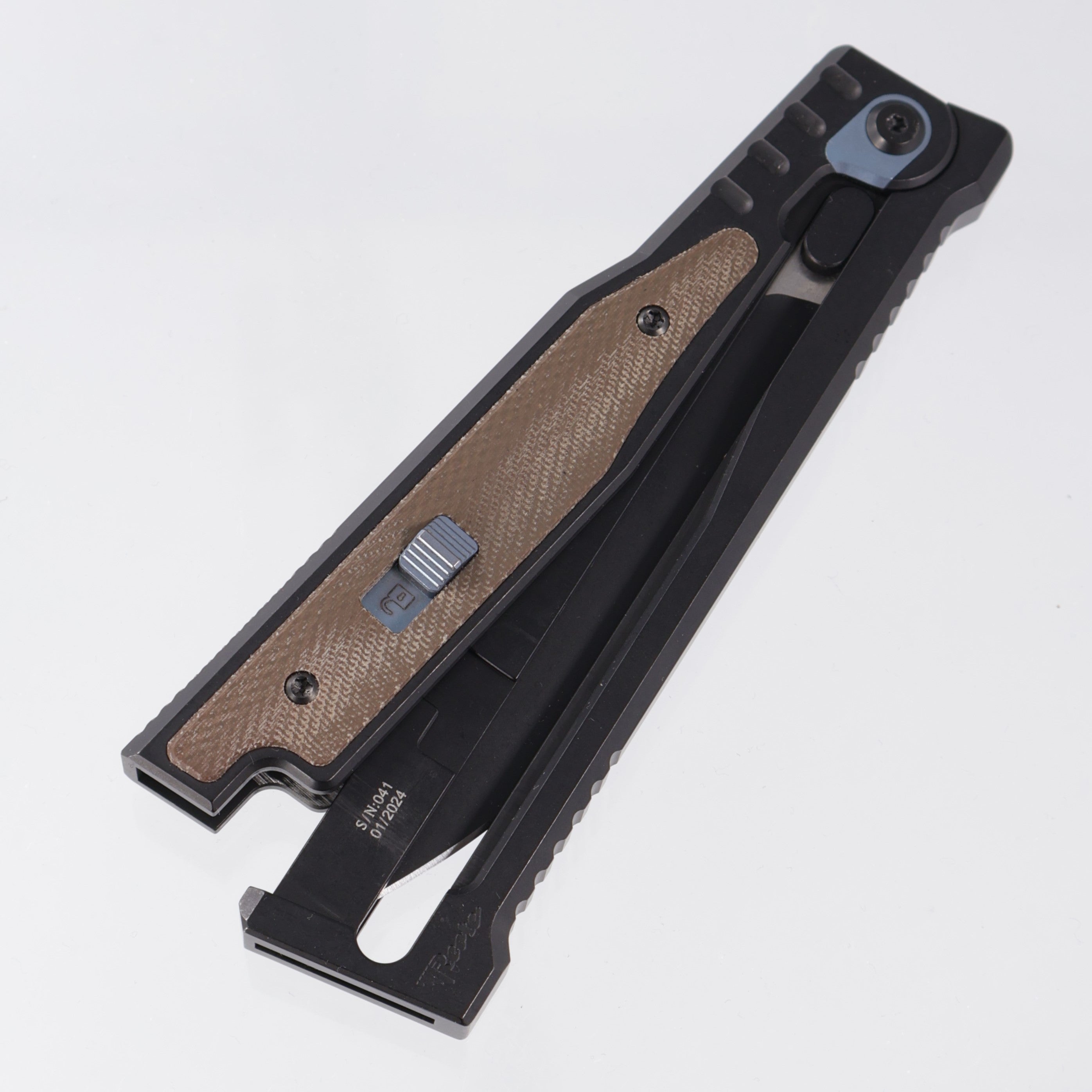 Reate Exo Drop Point - Black PVD Titanium w/ Green Micarta Inlays - 2-Tone PVD Elmax *PRE-OWNED