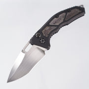 Heretic Medusa V2 Recurve Custom - Black Aluminum w/ Vegas Forge Inlays & Carbon Fiber Button - Hand Satin Blade S/N: 006 *PRE-OWNED*