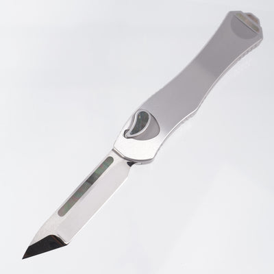 Heretic Hydra V4 Custom - Cracked Ice Compound Grind Tanto - Stainless Steel Chassis w/ Black Pearl inlaid Button Cover, Button, Charging Handle & Plate S/N: 025 *PRE-OWNED*