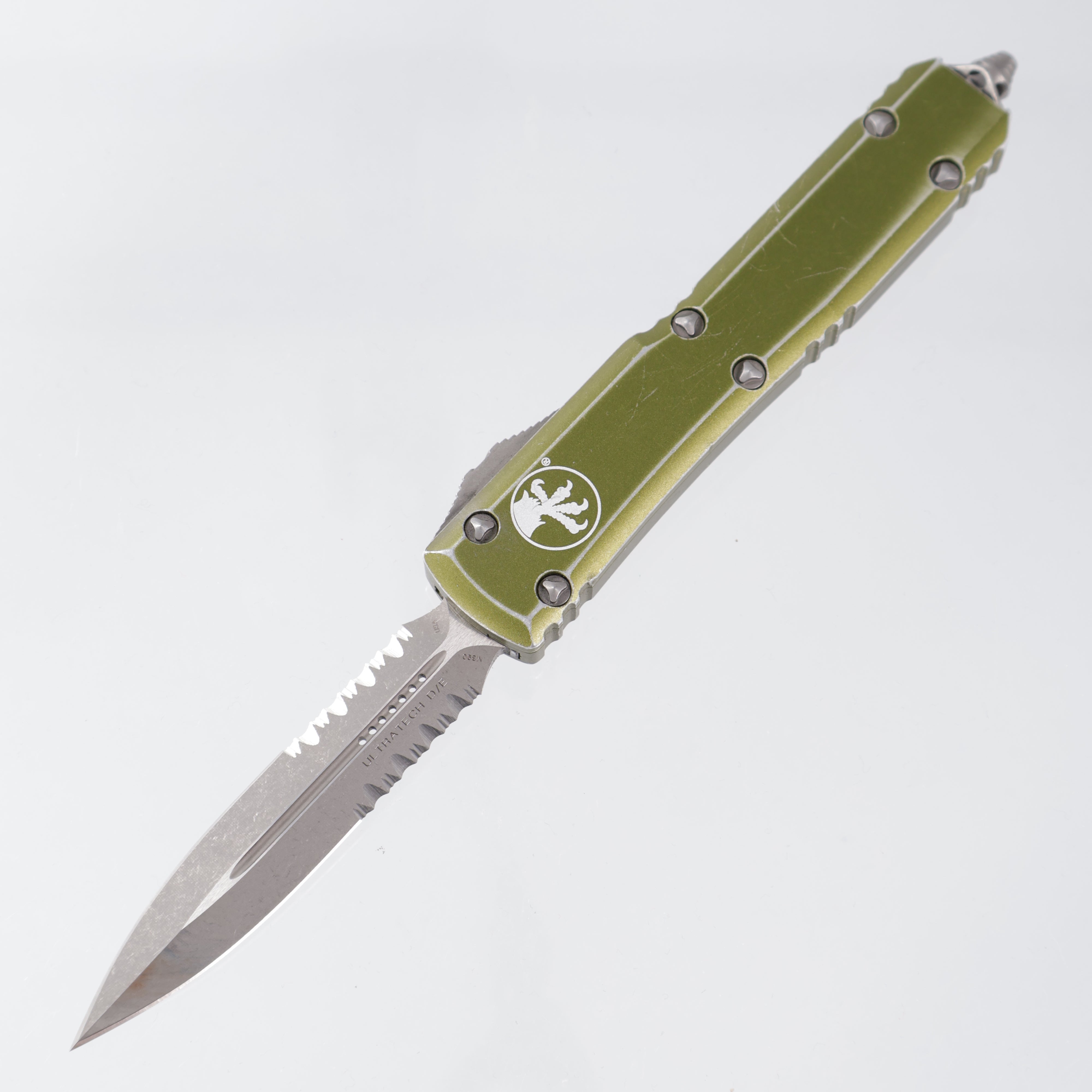 Microtech Ultratech Double Edge - Distressed OD Green Aluminum - Apocalyptic M390 - 122-11 OD *PRE-OWNED*