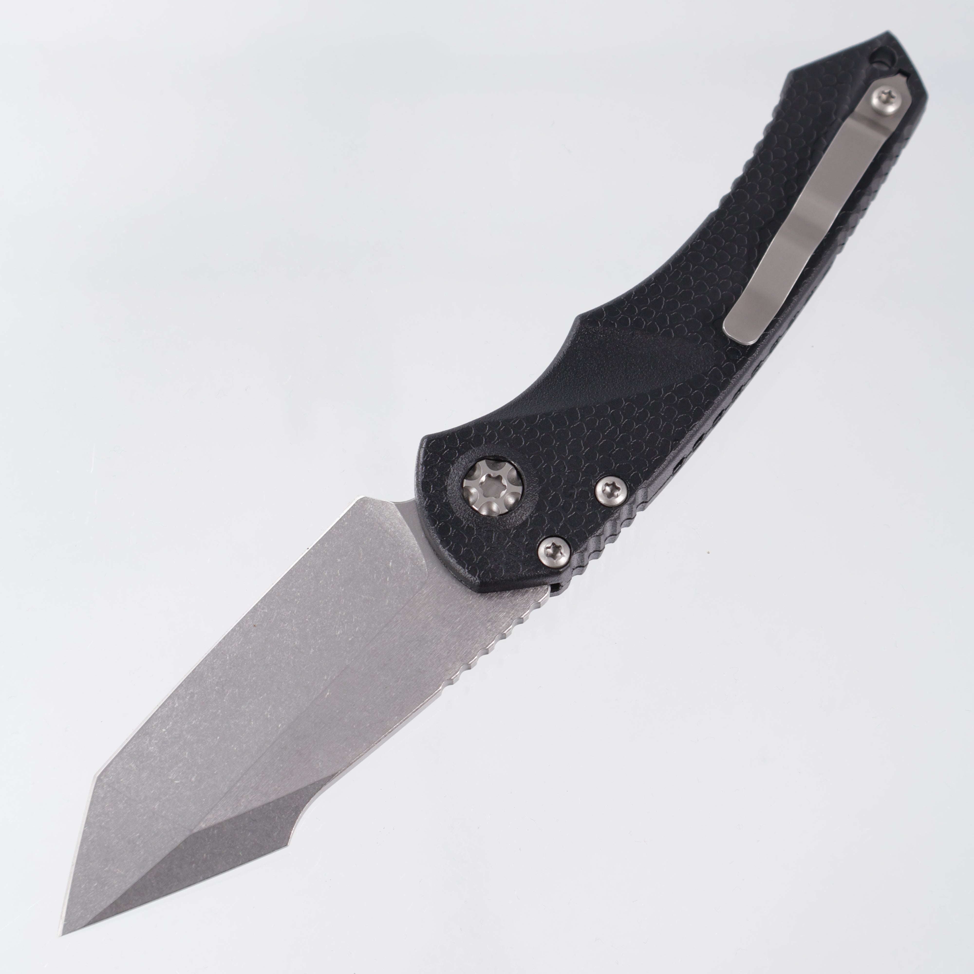Heretic Mini Pariah Tanto Auto - Black Polymer - Stonewash Magancut - H055-2A *PRE-OWNED*
