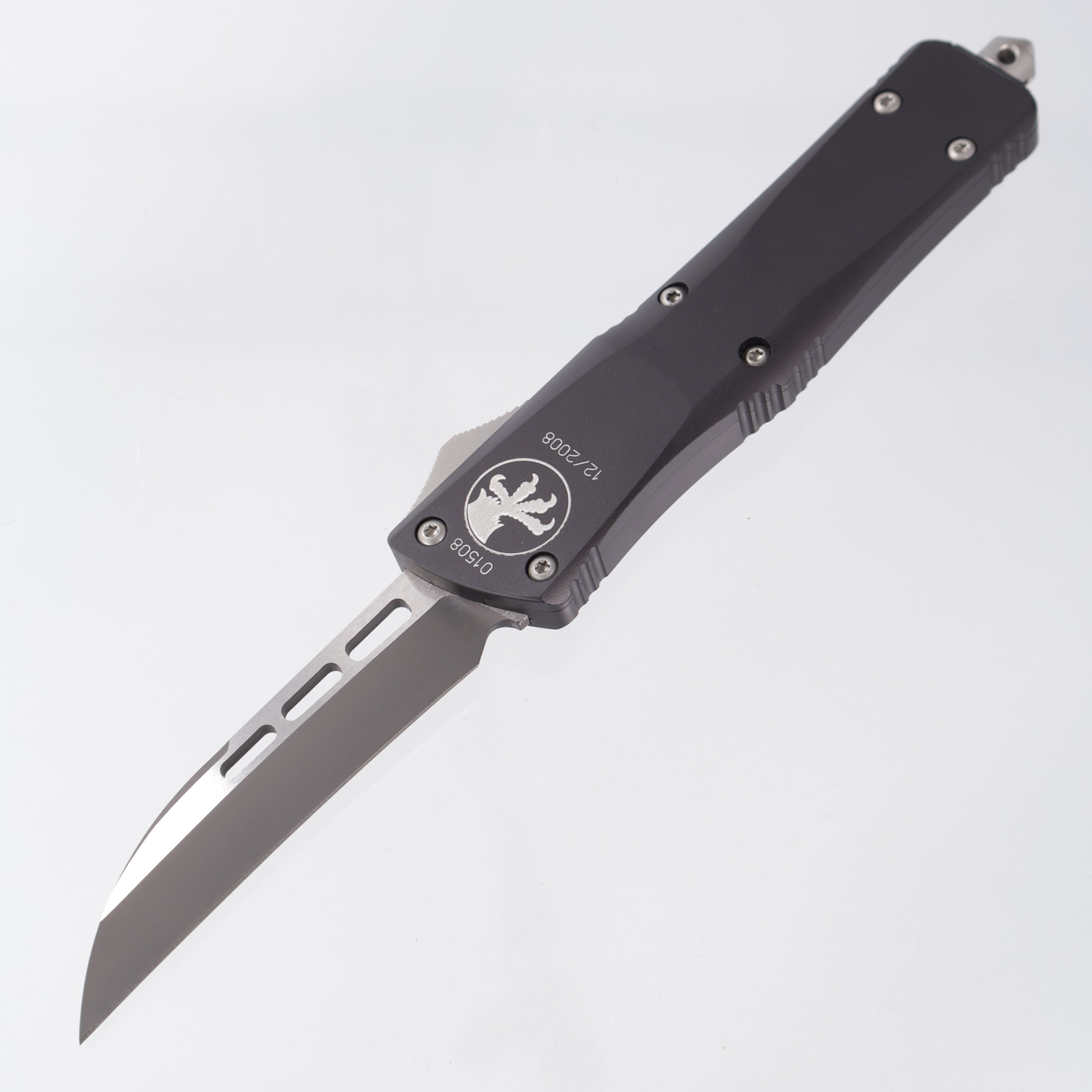 Microtech Combat Troodon Wharncliffe - Smooth Body Black Aluminum - 2-Tone Tactical Blade - Marked both 12/2008 & 01/2009 Build *PRE-OWNED*
