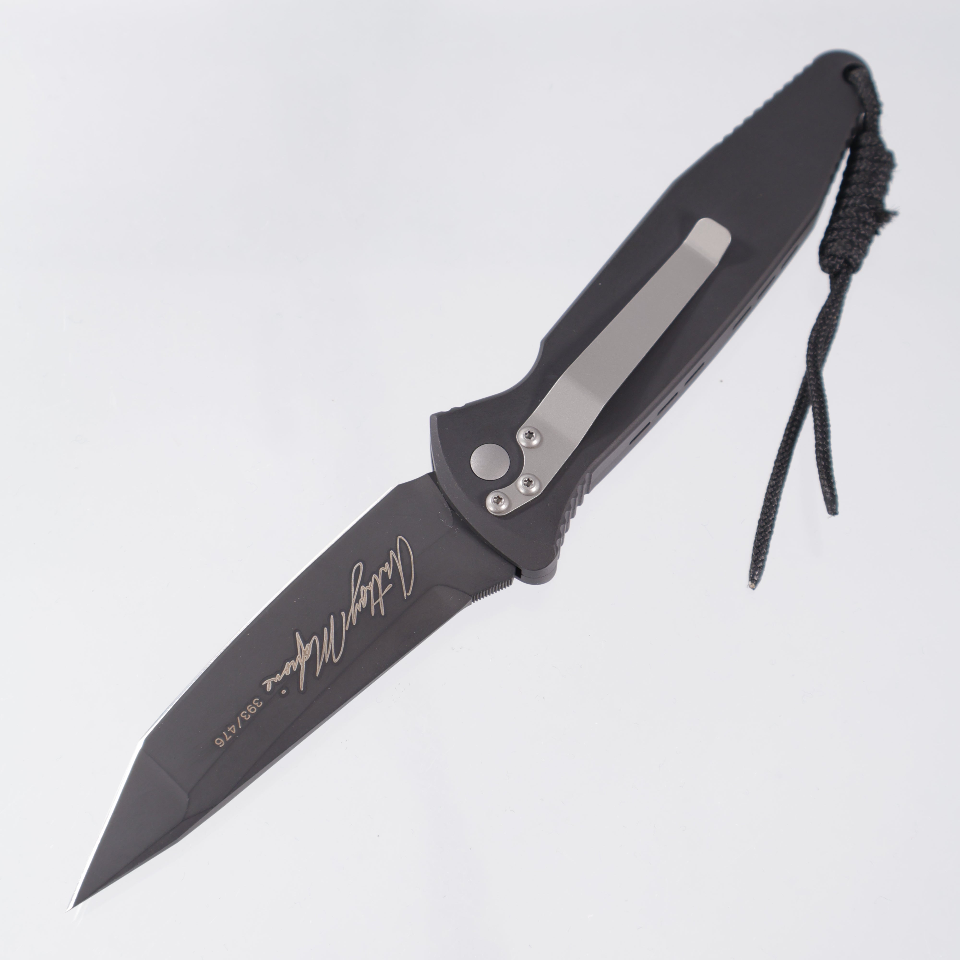 Microtech Mini Socom Auto Tanto - Black Aluminum - Black 154CM w/ Anthony Marfione Signature - 02/2000 *PRE-OWNED*