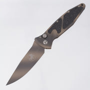 Microtech Mini Socom Auto Clip Point - Tan Camo Aluminum w/ Safety - Cerakote Blade - 12/2003 Build *PRE-OWNED*