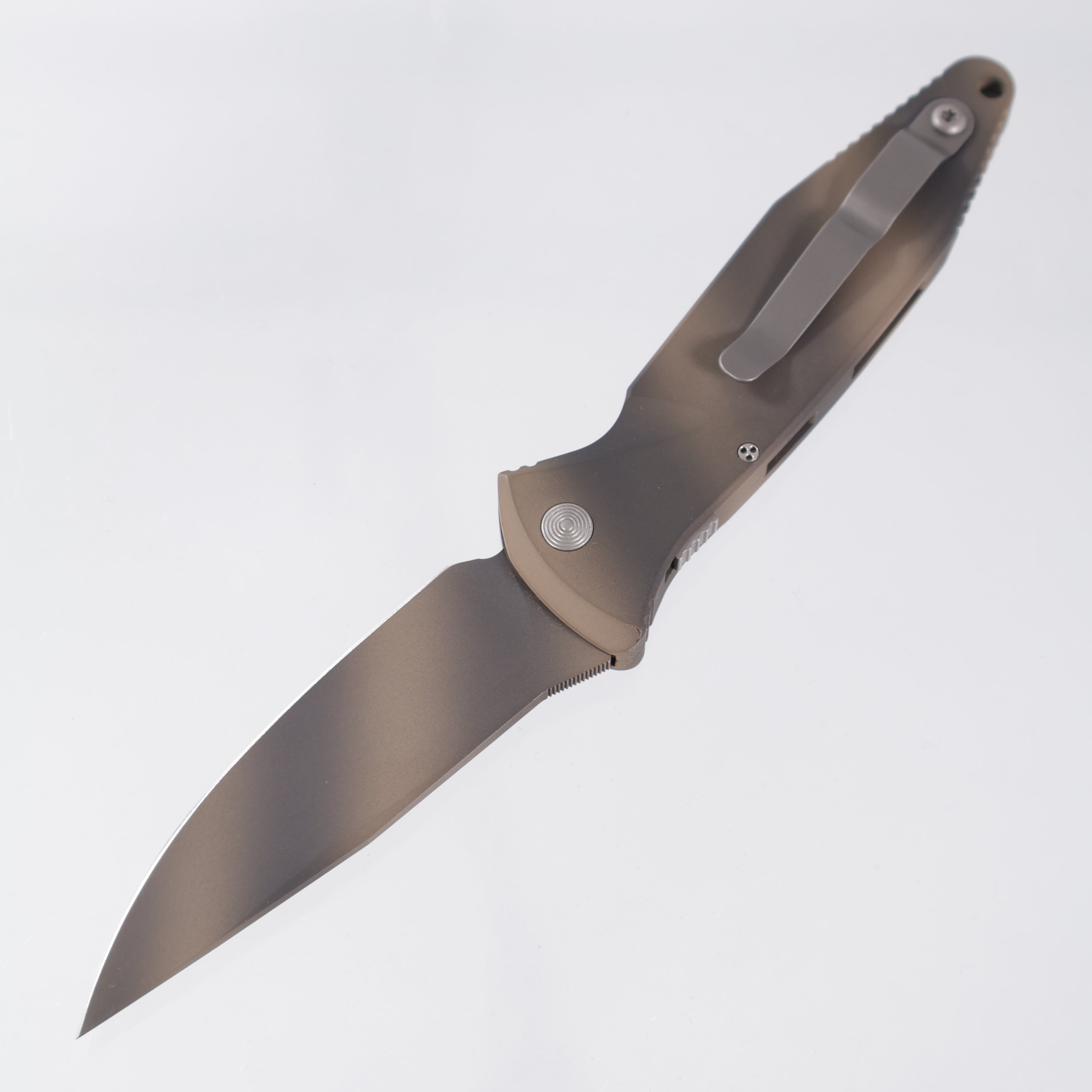 Microtech Mini Socom Auto Clip Point - Tan Camo Aluminum w/ Safety - Cerakote Blade - 12/2003 Build *PRE-OWNED*