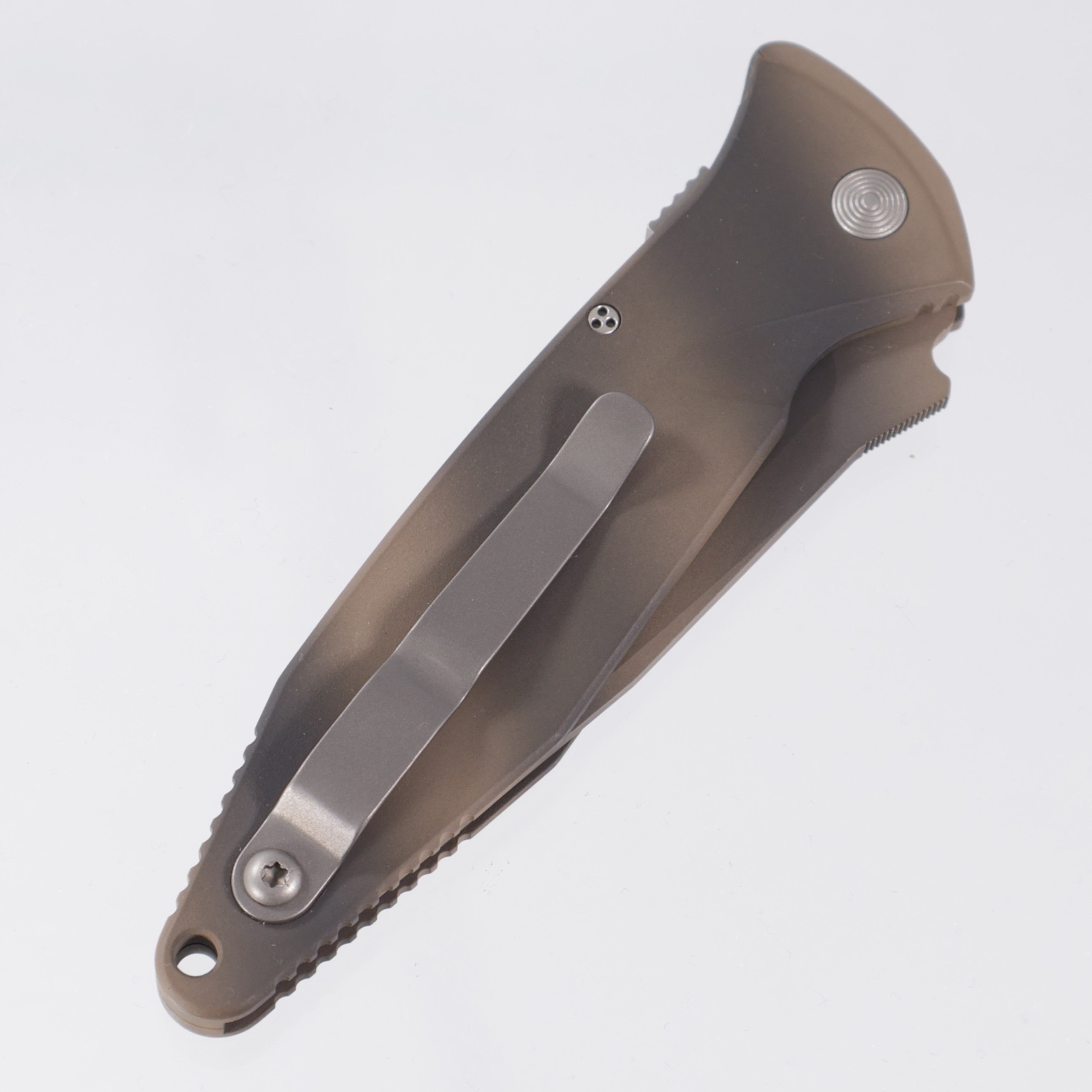 Microtech Mini Socom Auto Clip Point - Tan Camo Aluminum w/ Safety - Cerakote Blade - 12/2003 Build *PRE-OWNED*