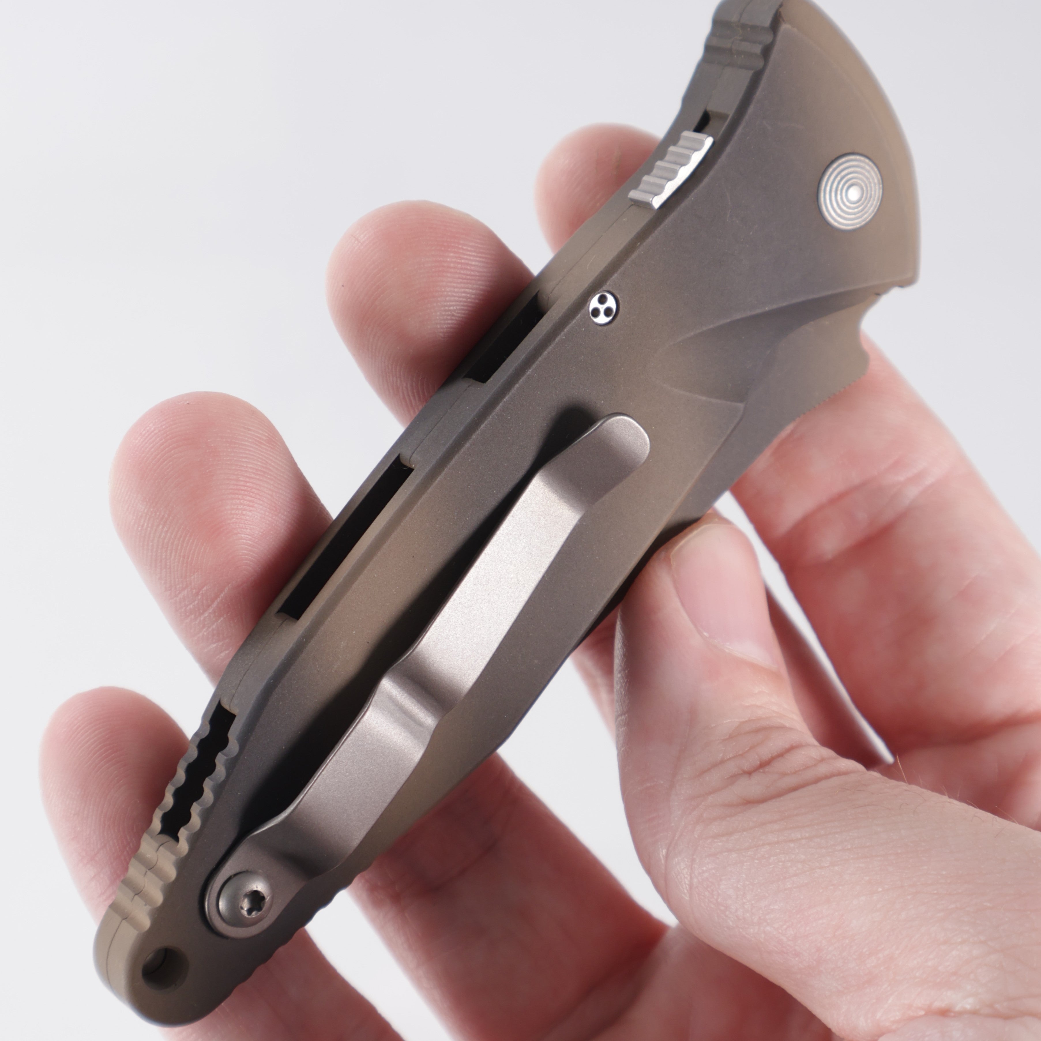 Microtech Mini Socom Auto Clip Point - Tan Camo Aluminum w/ Safety - Cerakote Blade - 12/2003 Build *PRE-OWNED*