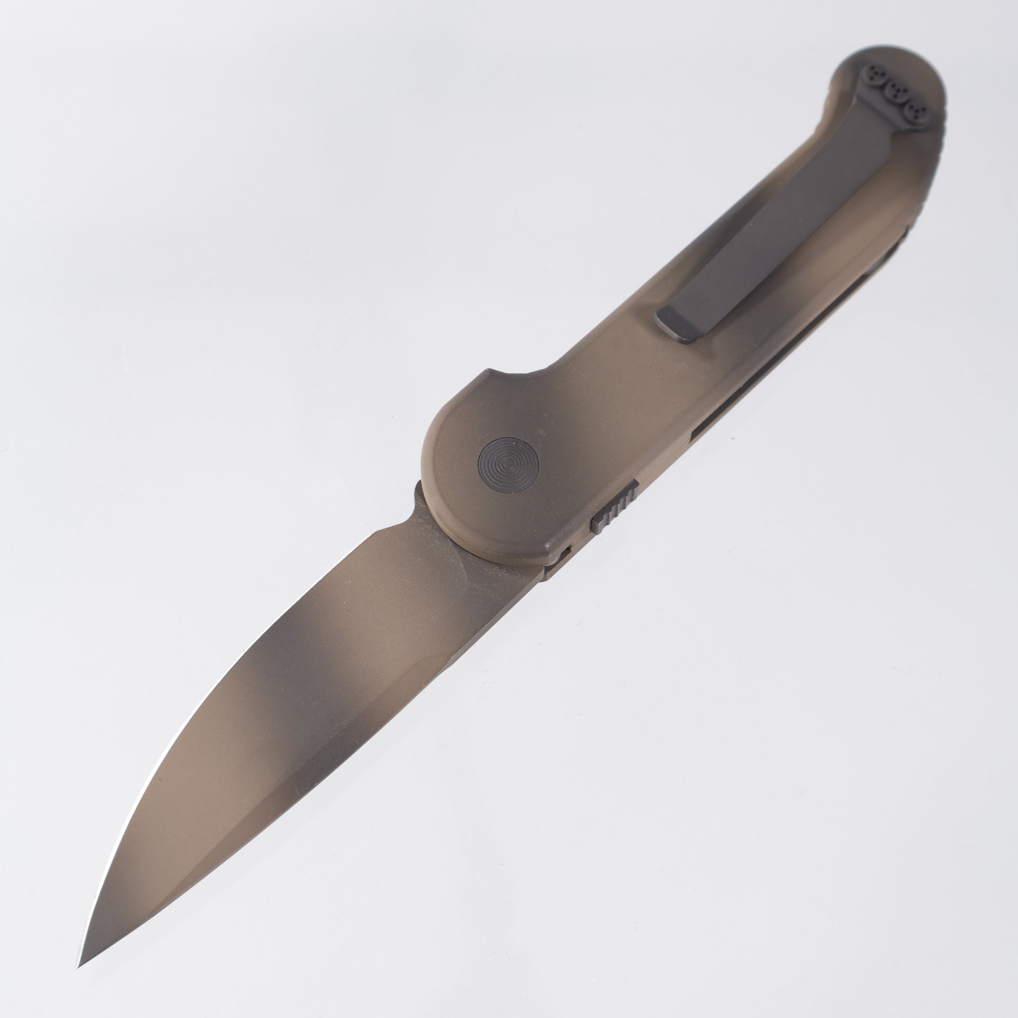 Microtech UMS - Tan Camo Aluminum w/ Safety - Cerakote Blade - 11/2003 Build *PRE-OWNED*