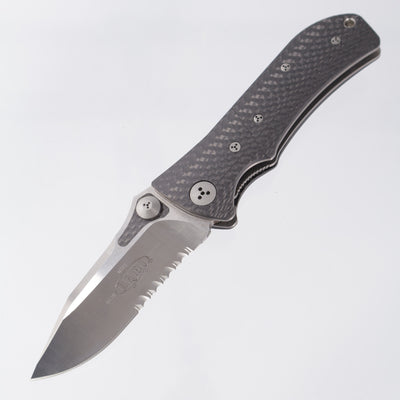 Microtech MTX-2 Dual Action - One Piece Carbon Fiber w/ Bolster Release - Satin Partial Serrate S30V - 04/2004 *PRE-OWNED*