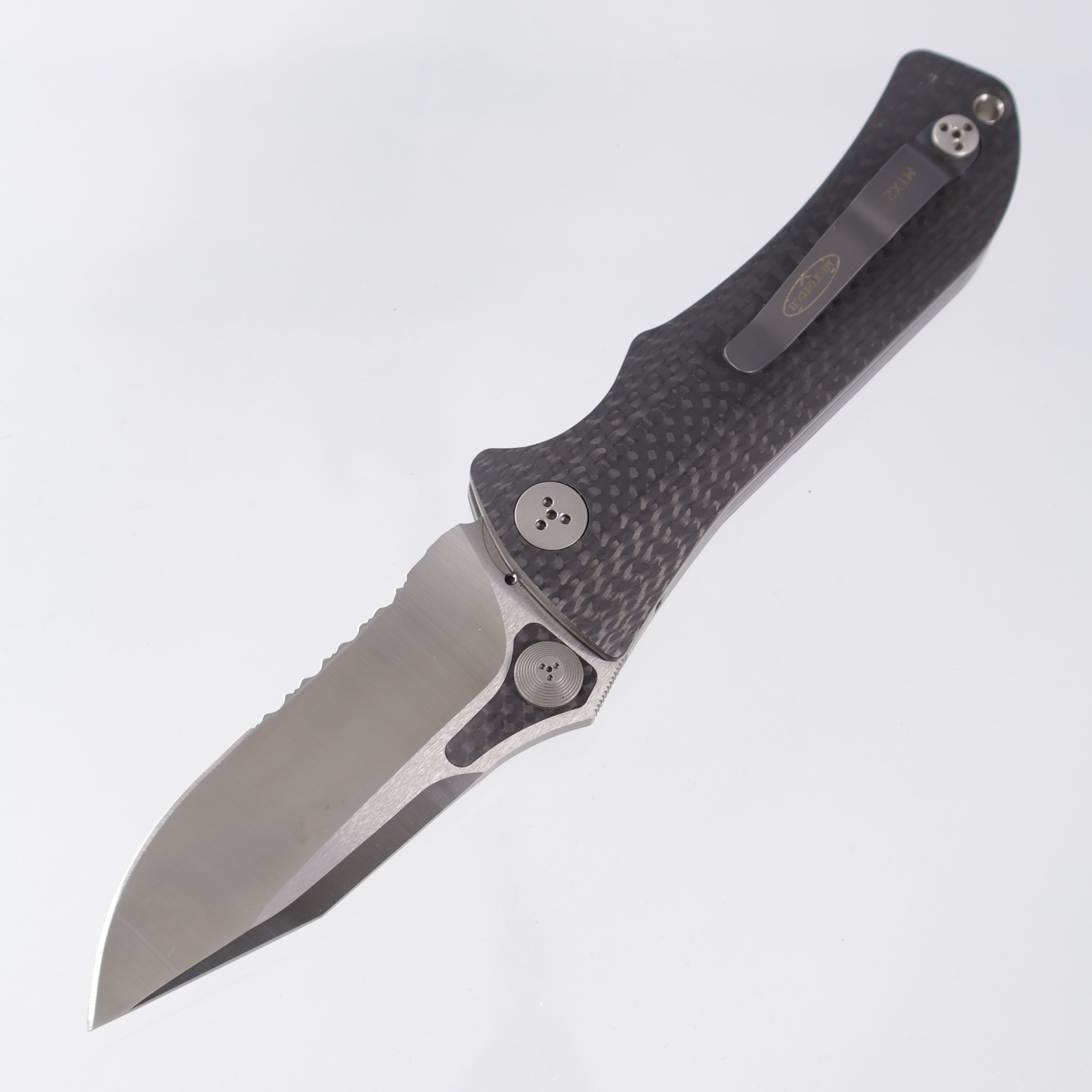 Microtech MTX-2 Dual Action - One Piece Carbon Fiber w/ Bolster Release - Satin Partial Serrate S30V - 04/2004 *PRE-OWNED*