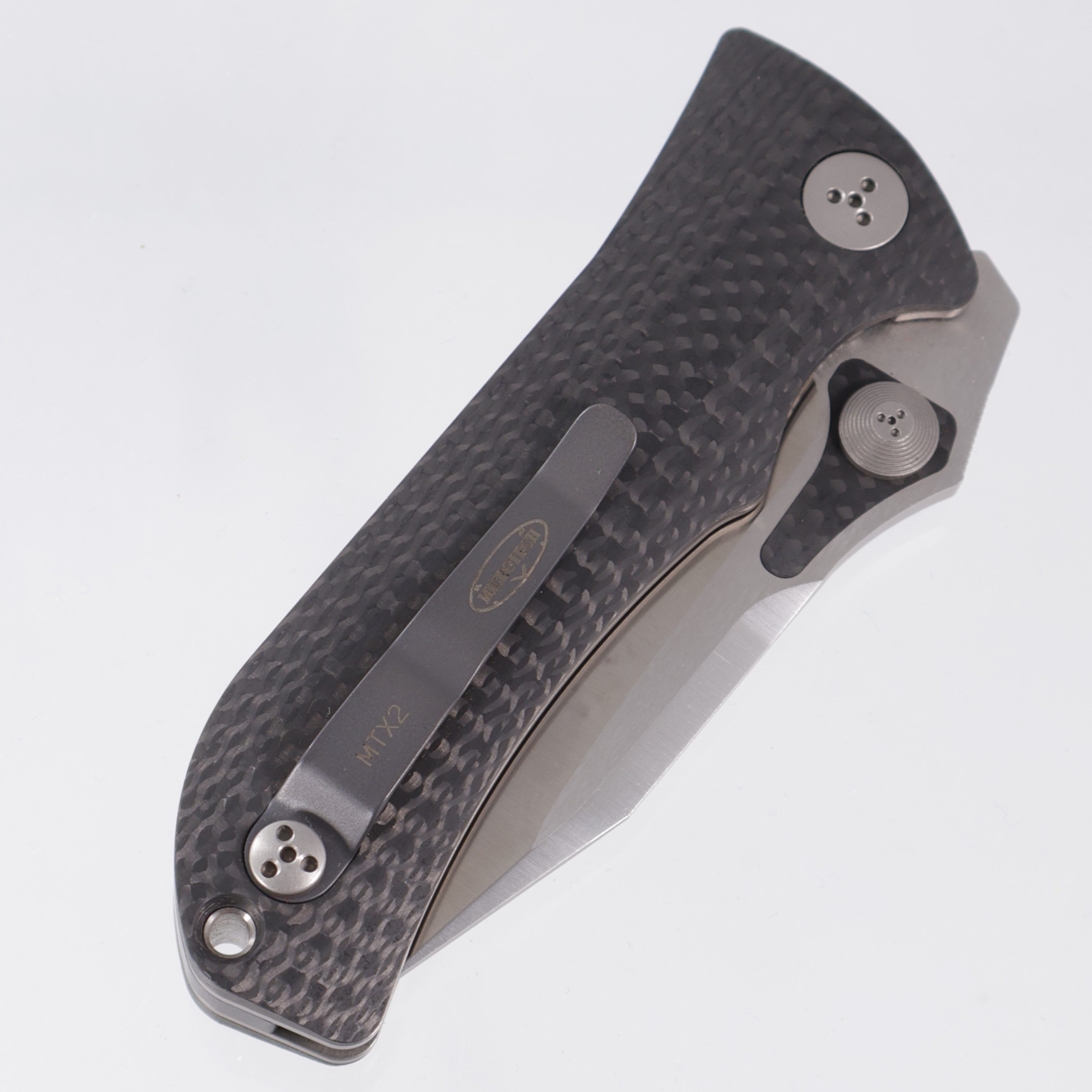 Microtech MTX-2 Dual Action - One Piece Carbon Fiber w/ Bolster Release - Satin Partial Serrate S30V - 04/2004 *PRE-OWNED*