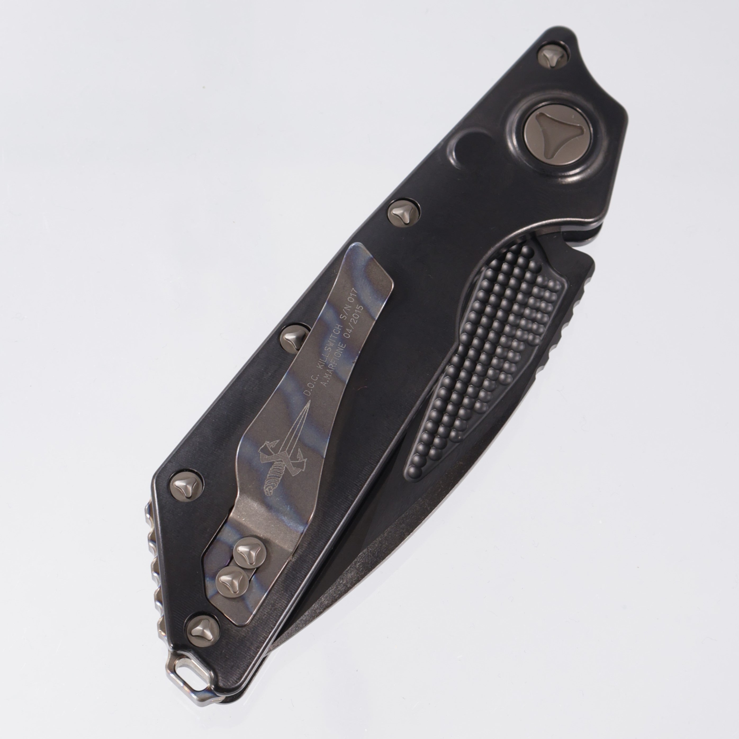 Marfione Custom D.O.C. Killswitch - DLC Titanium w/ Bronze Hardware, Flamed Accents & Punisher Skull Button - Stonewash DLC - 04/2015 Build - S/N: 017 *PRE-OWNED*