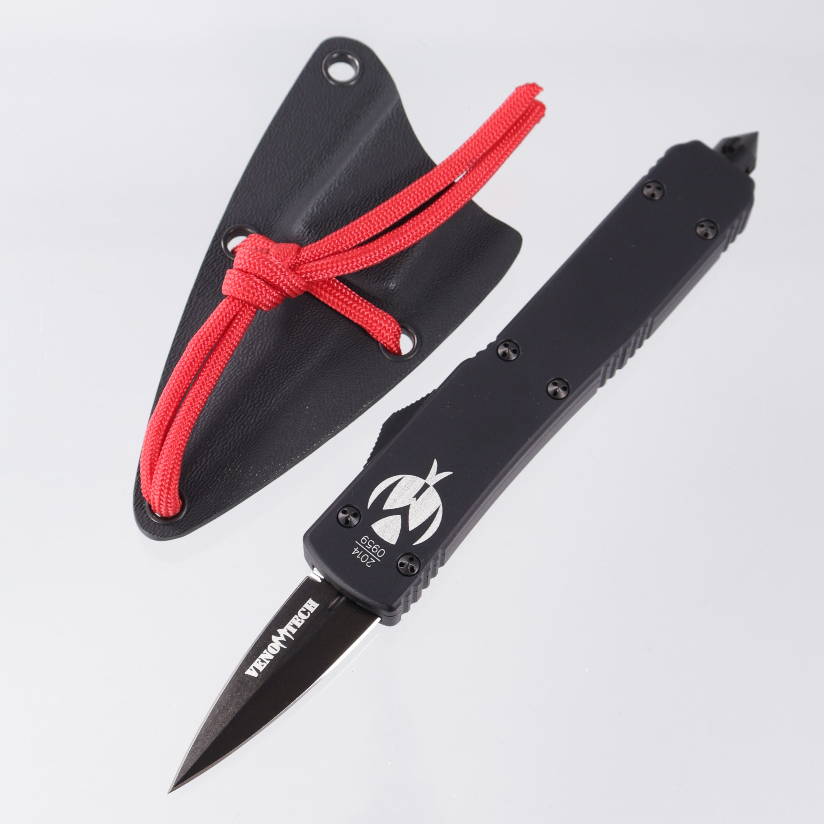 Microtech Venomtech - Black Aluminum - DLC Full Serrate Blade - 2014 Build *PRE-OWNED*