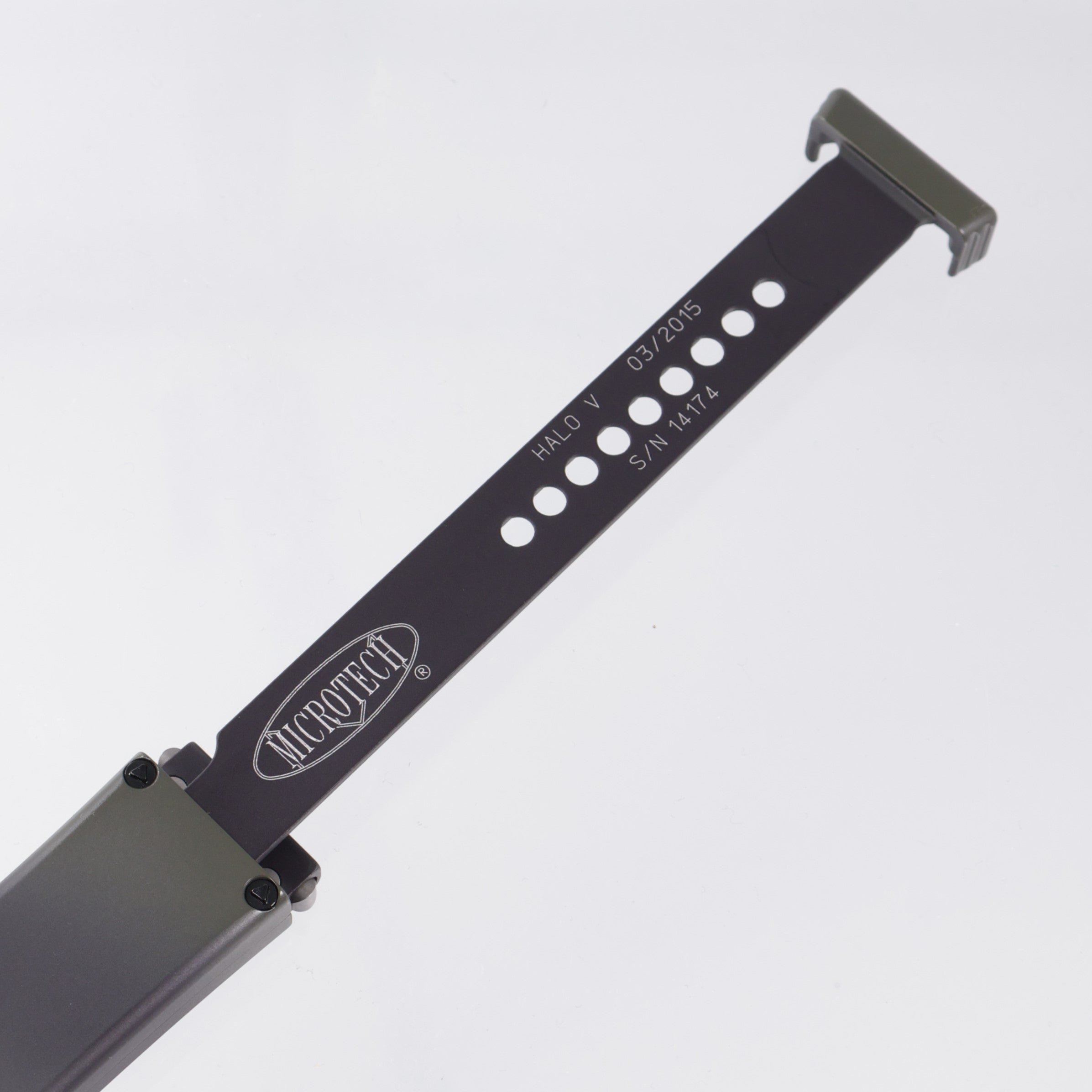Microtech Halo V Tanto - Green Camo Standard - Cerakote N690 - 03/2015 Build *PRE-OWNED*