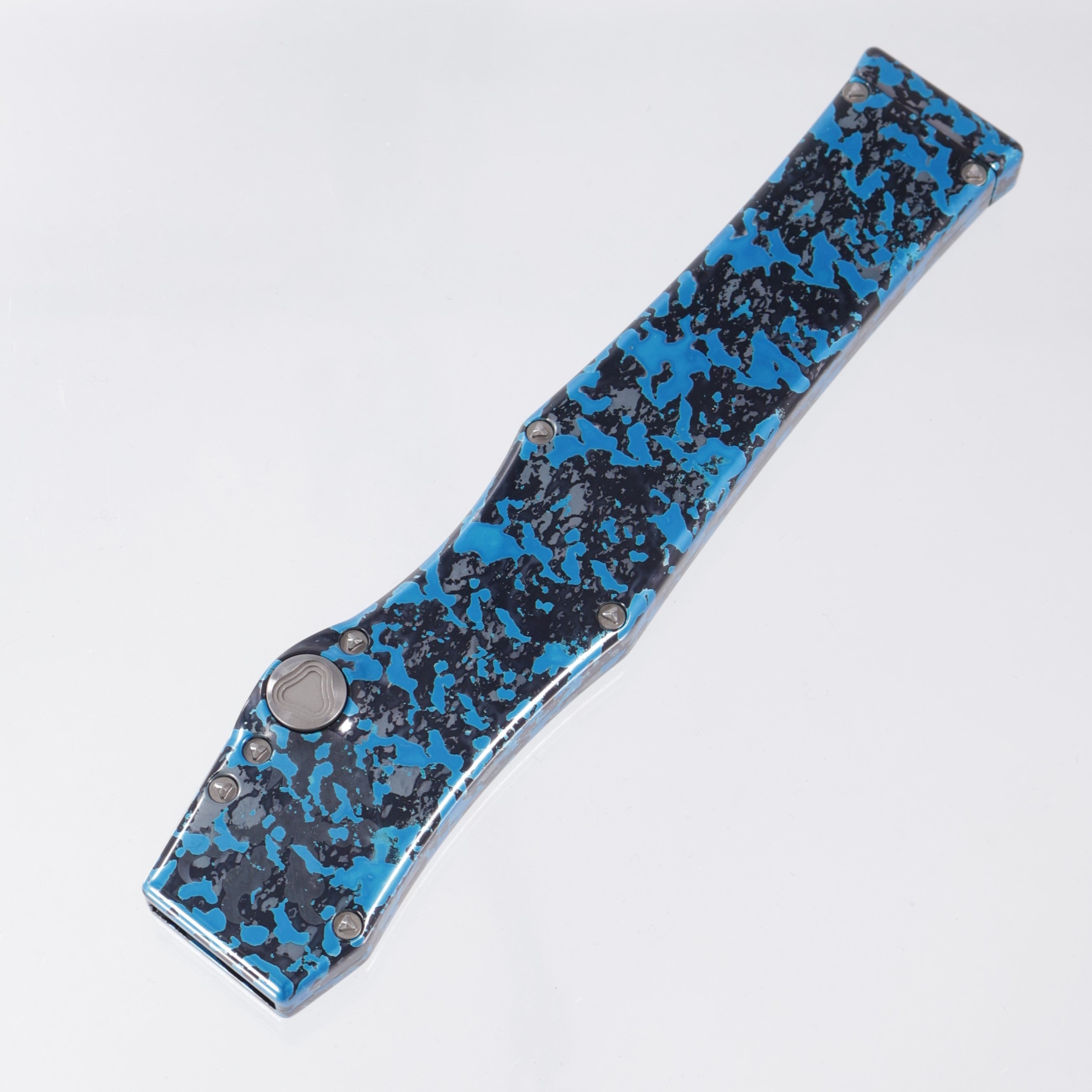Marfione Custom Halo V Tanto - Blue & Black Splash Ano w/ Claw Logo - High Polish Compound Grind CPM-154 - 08/2012 Build *PRE-OWNED*