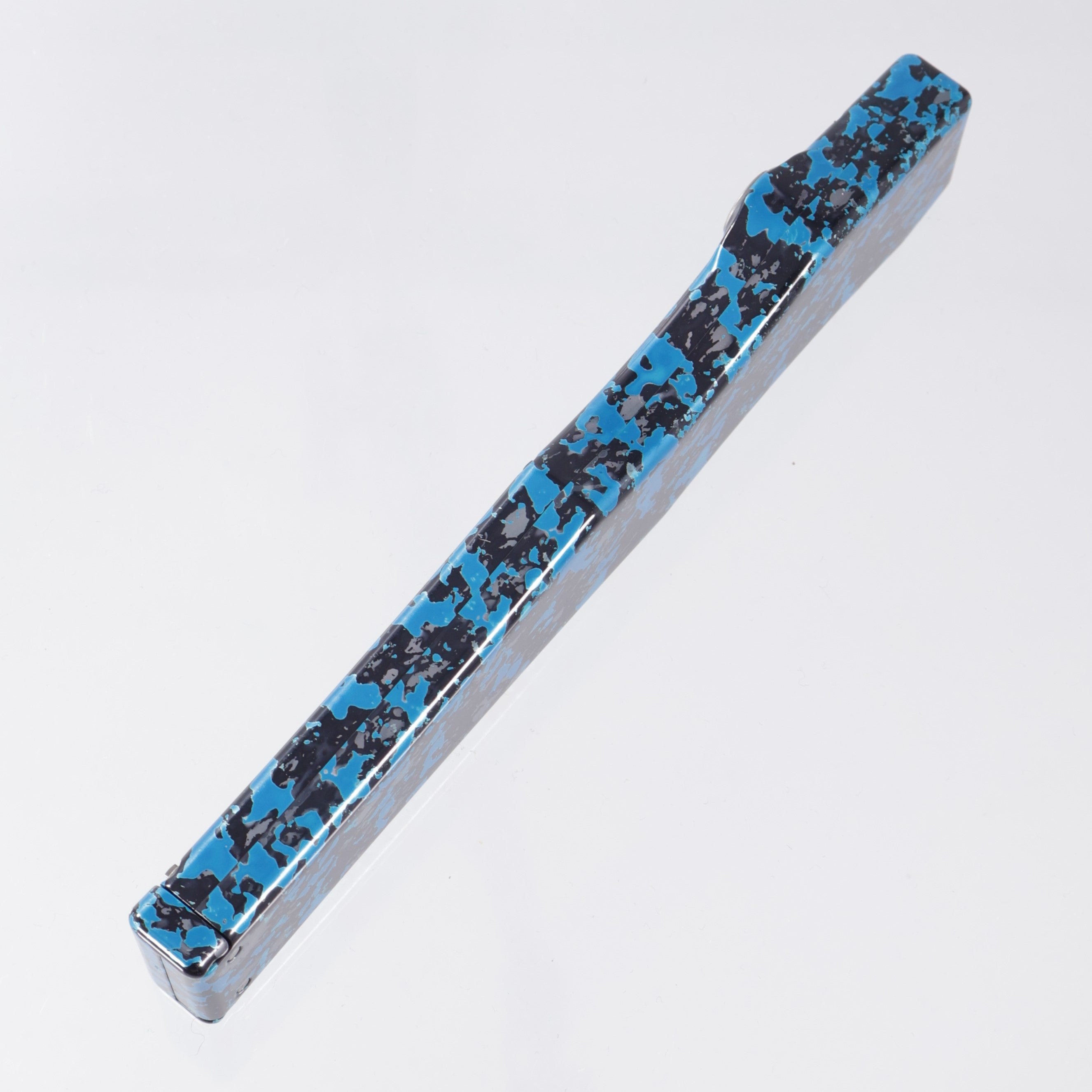 Marfione Custom Halo V Tanto - Blue & Black Splash Ano w/ Claw Logo - High Polish Compound Grind CPM-154 - 08/2012 Build *PRE-OWNED*