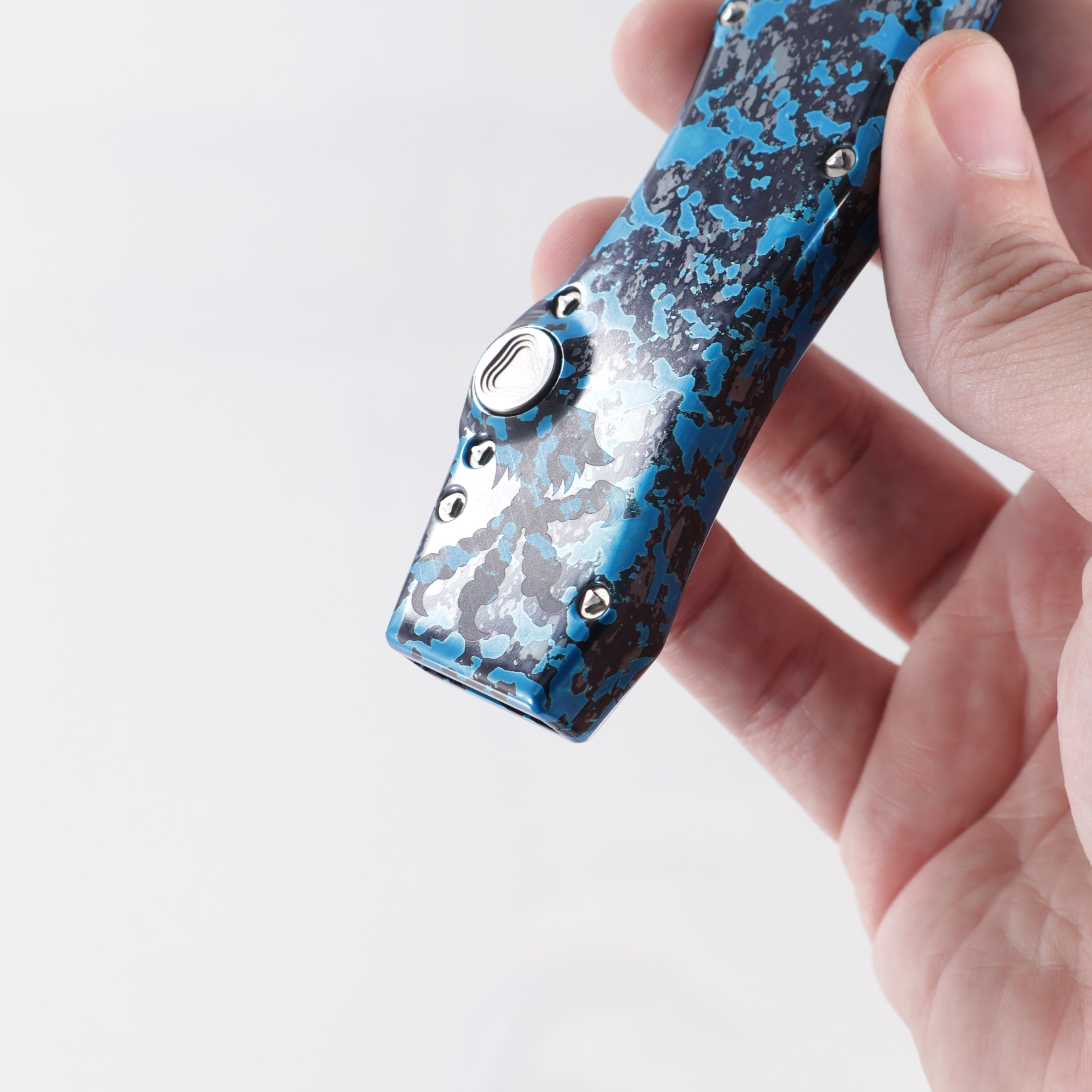 Marfione Custom Halo V Tanto - Blue & Black Splash Ano w/ Claw Logo - High Polish Compound Grind CPM-154 - 08/2012 Build *PRE-OWNED*