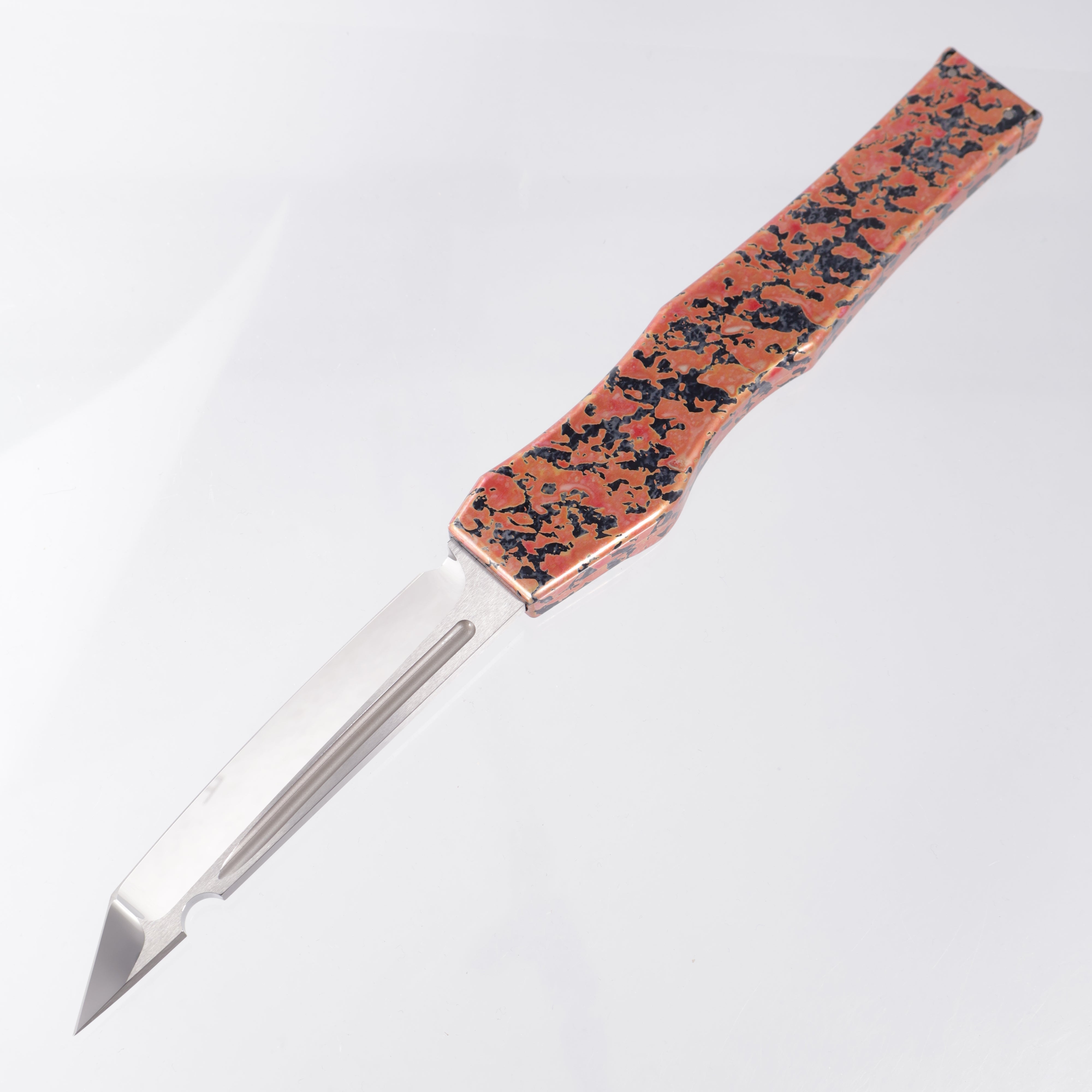 Marfione Custom Halo V Tanto - Orange & Black Splash Ano w/ Claw Logo - High Polish Compound Grind CPM-154 - 08/2012 Build *PRE-OWNED*