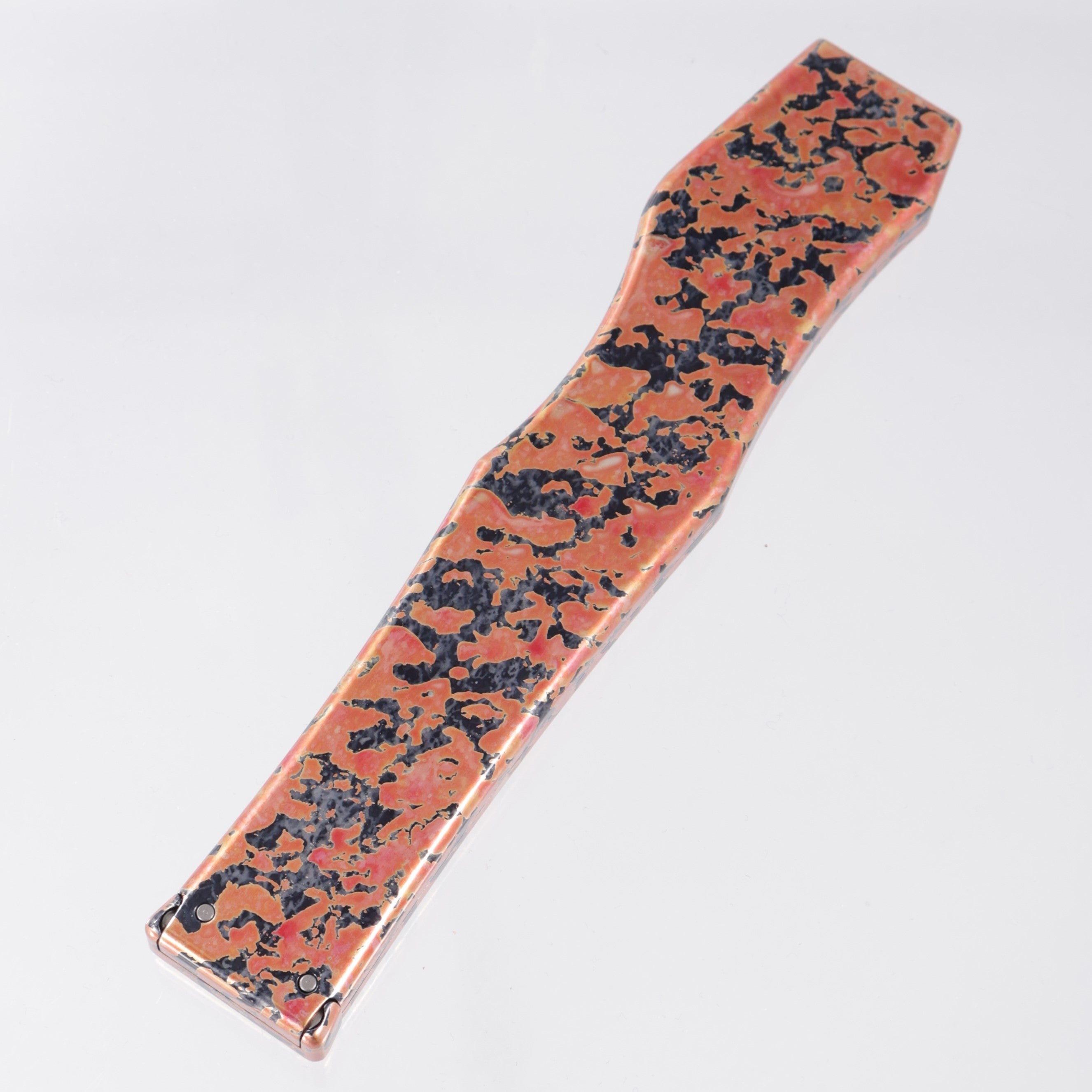 Marfione Custom Halo V Tanto - Orange & Black Splash Ano w/ Claw Logo - High Polish Compound Grind CPM-154 - 08/2012 Build *PRE-OWNED*