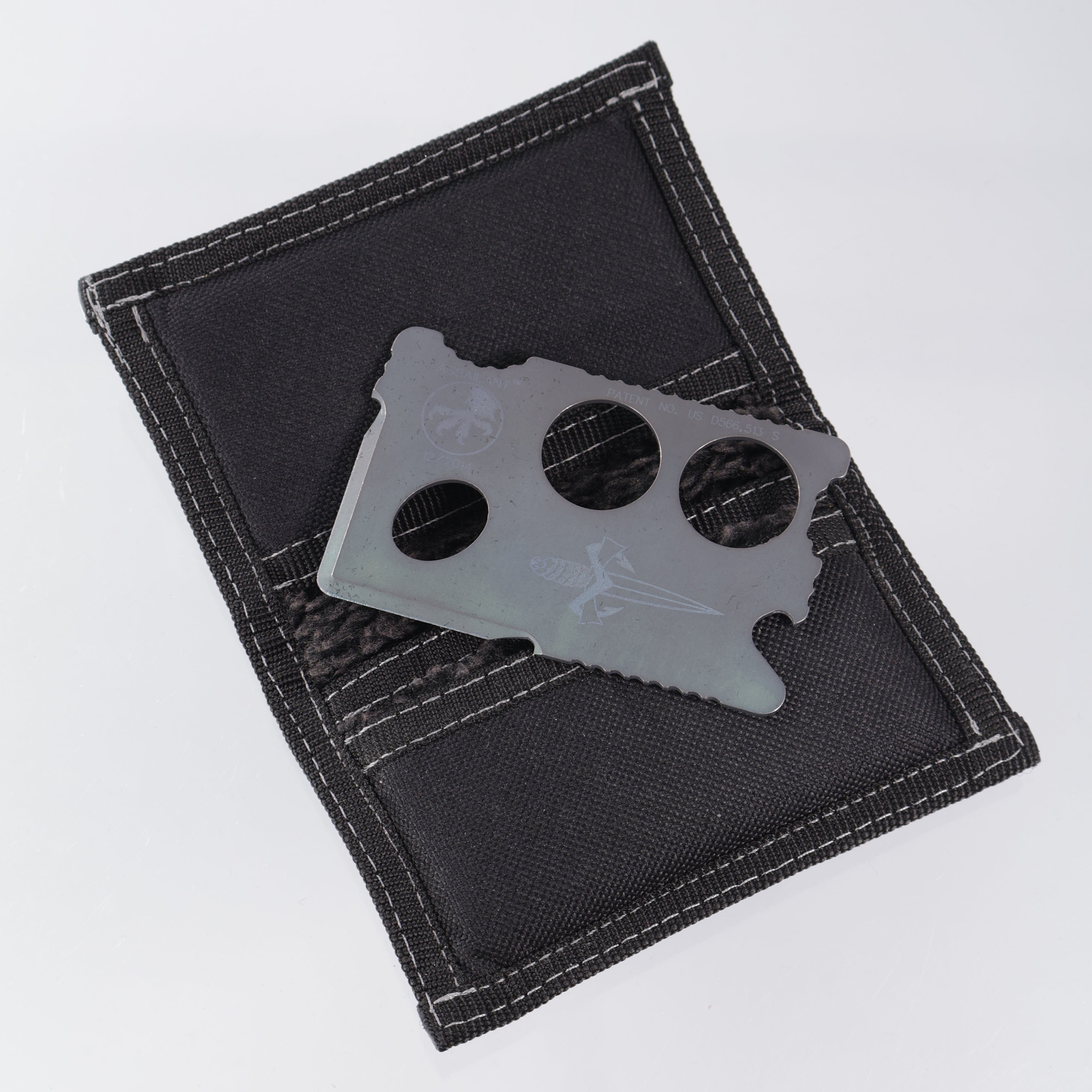 Microtech/Marfione Assailant Card Knife & Wallet - Black Cordura w/ Velcro Loop - Blue/Green Ano Ti - 12/2014 Build *PRE-OWNED* *NO BOX*