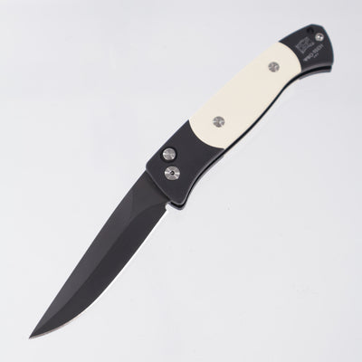 Pro-Tech Brend #2 Auto 1252 - Black Aluminum w/ Ivory Micarta Inlays - DLC Blade - PR2 #279 *PRE-OWNED*