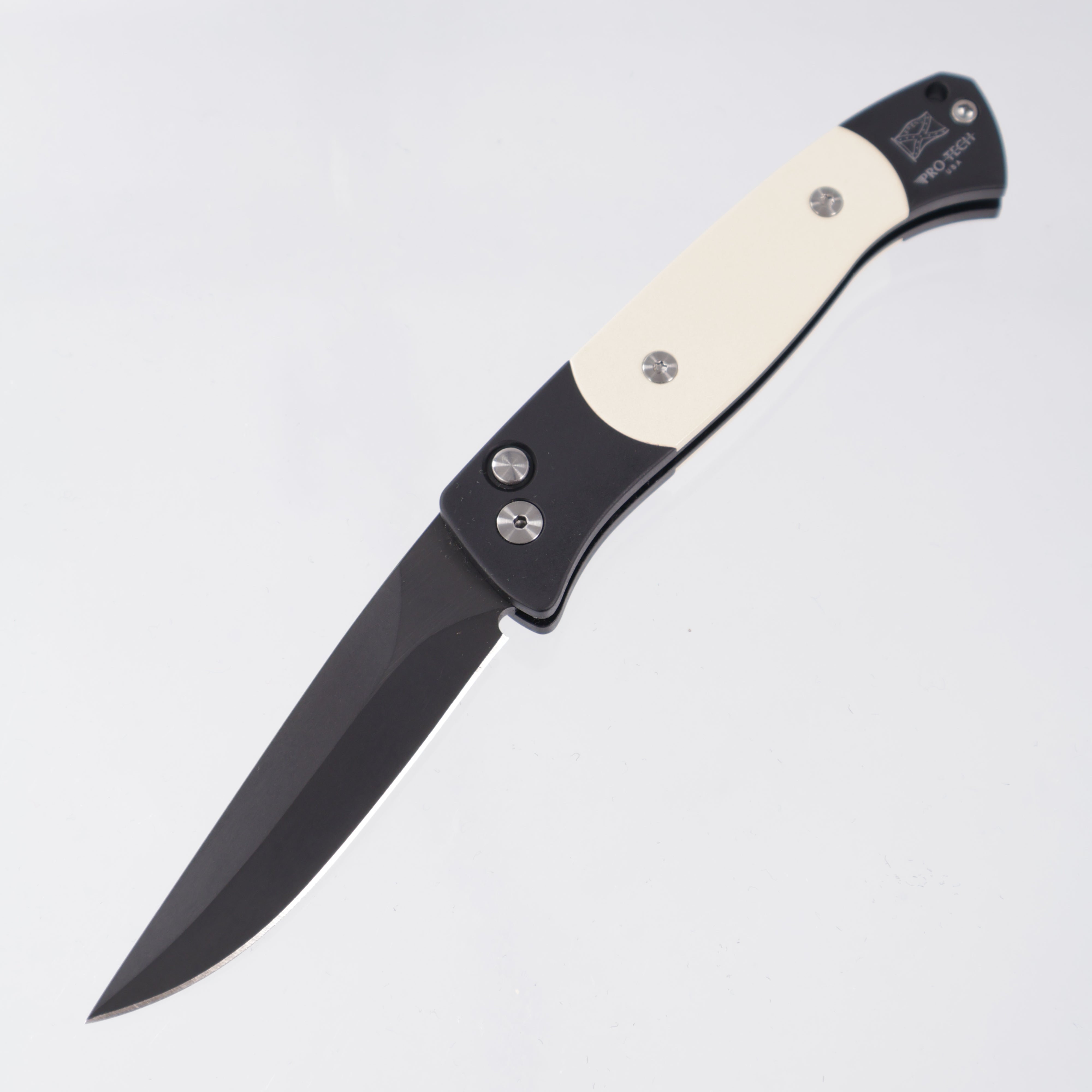 Pro-Tech Brend #2 Auto 1252 - Black Aluminum w/ Ivory Micarta Inlays - DLC Blade - PR2 #279 *PRE-OWNED*