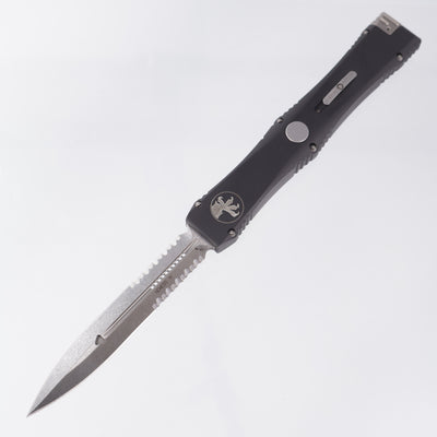 Microtech Nemesis IV - Black Aluminum w/ Safety - Stonewash Partial Serrate S35VN - 152-11 *PRE-OWNED*