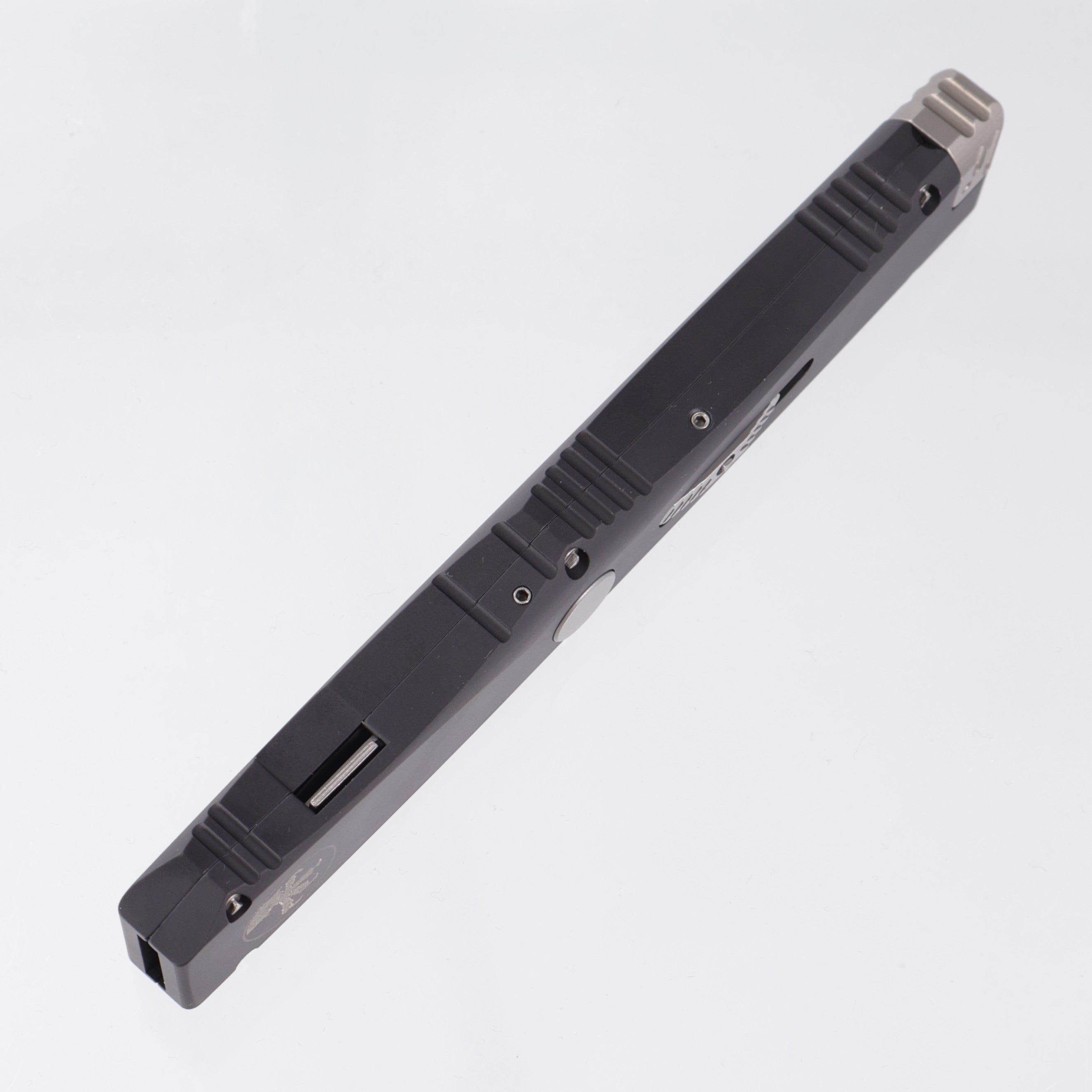 Microtech Nemesis IV - Black Aluminum w/ Safety - Stonewash Partial Serrate S35VN - 152-11 *PRE-OWNED*
