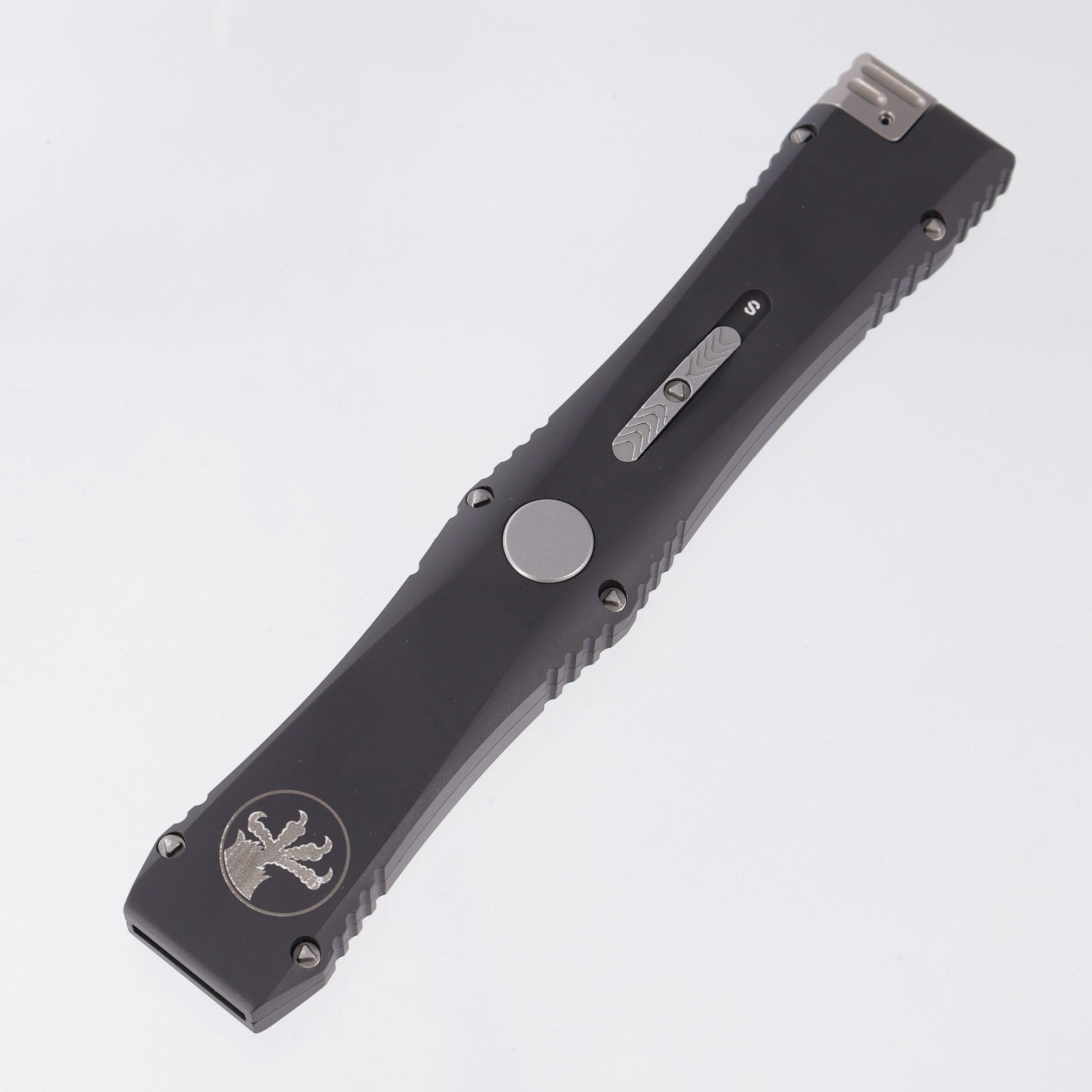 Microtech Nemesis IV - Black Aluminum w/ Safety - Stonewash Partial Serrate S35VN - 152-11 *PRE-OWNED*