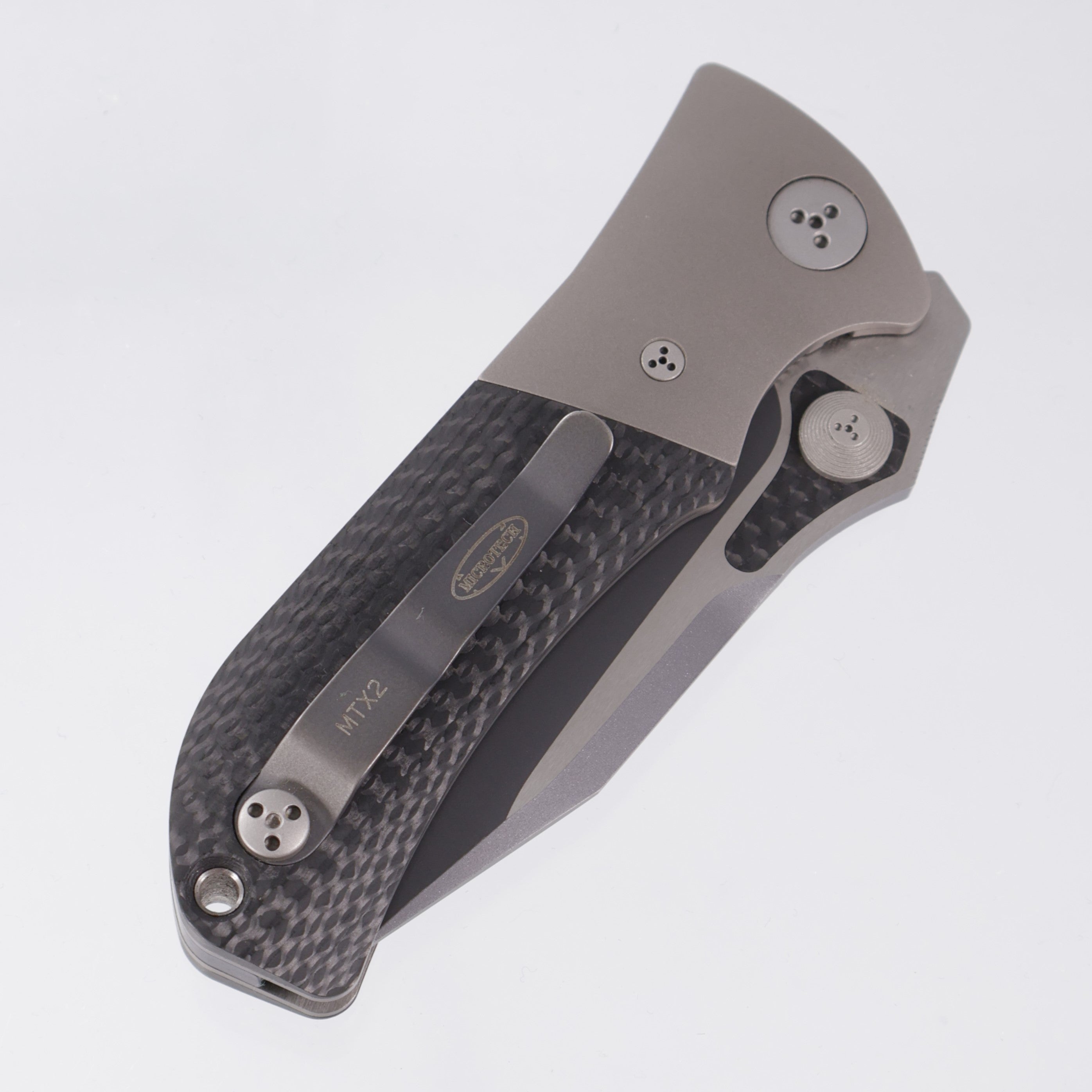 Microtech MTX-2 D/A - Carbon Fiber w/ Titanium Bolsters - 2-Tone Black Partial Serrate S30V - 06/2004 Build *PRE-OWNED*