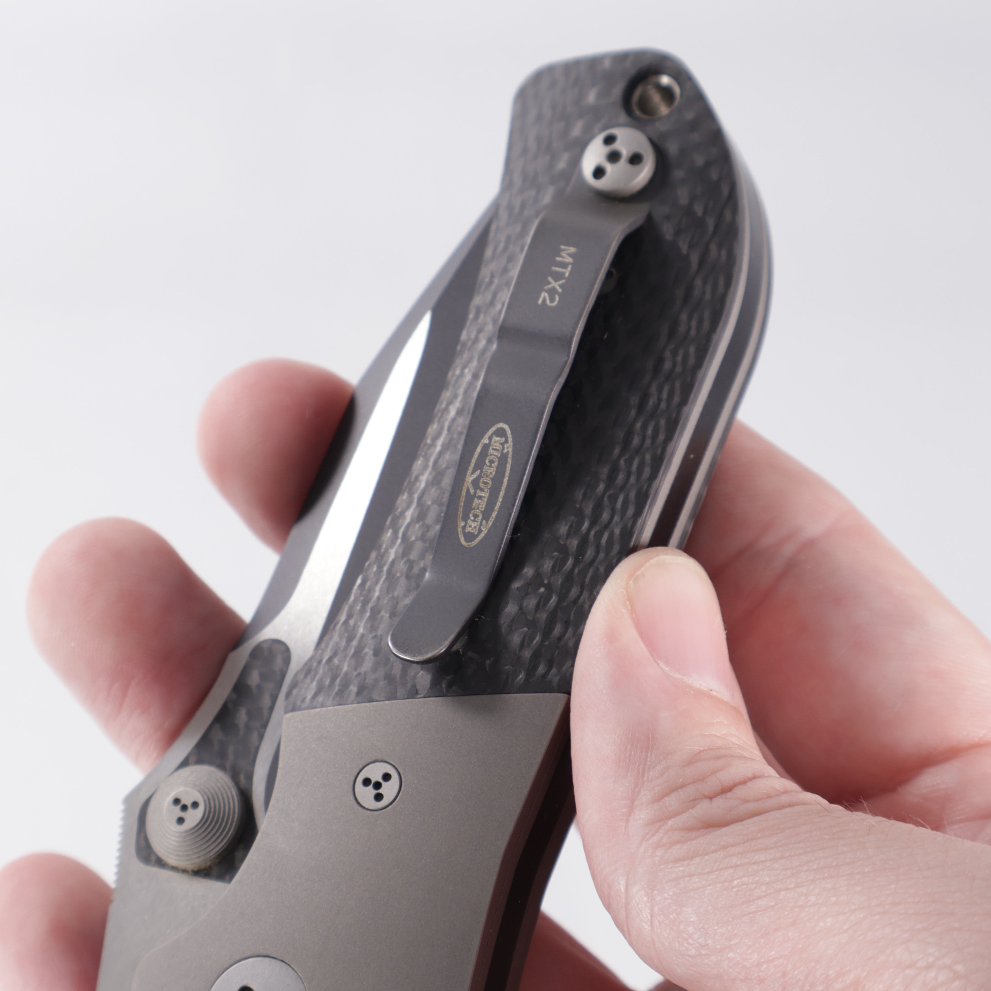 Microtech MTX-2 D/A - Carbon Fiber w/ Titanium Bolsters - 2-Tone Black Partial Serrate S30V - 06/2004 Build *PRE-OWNED*