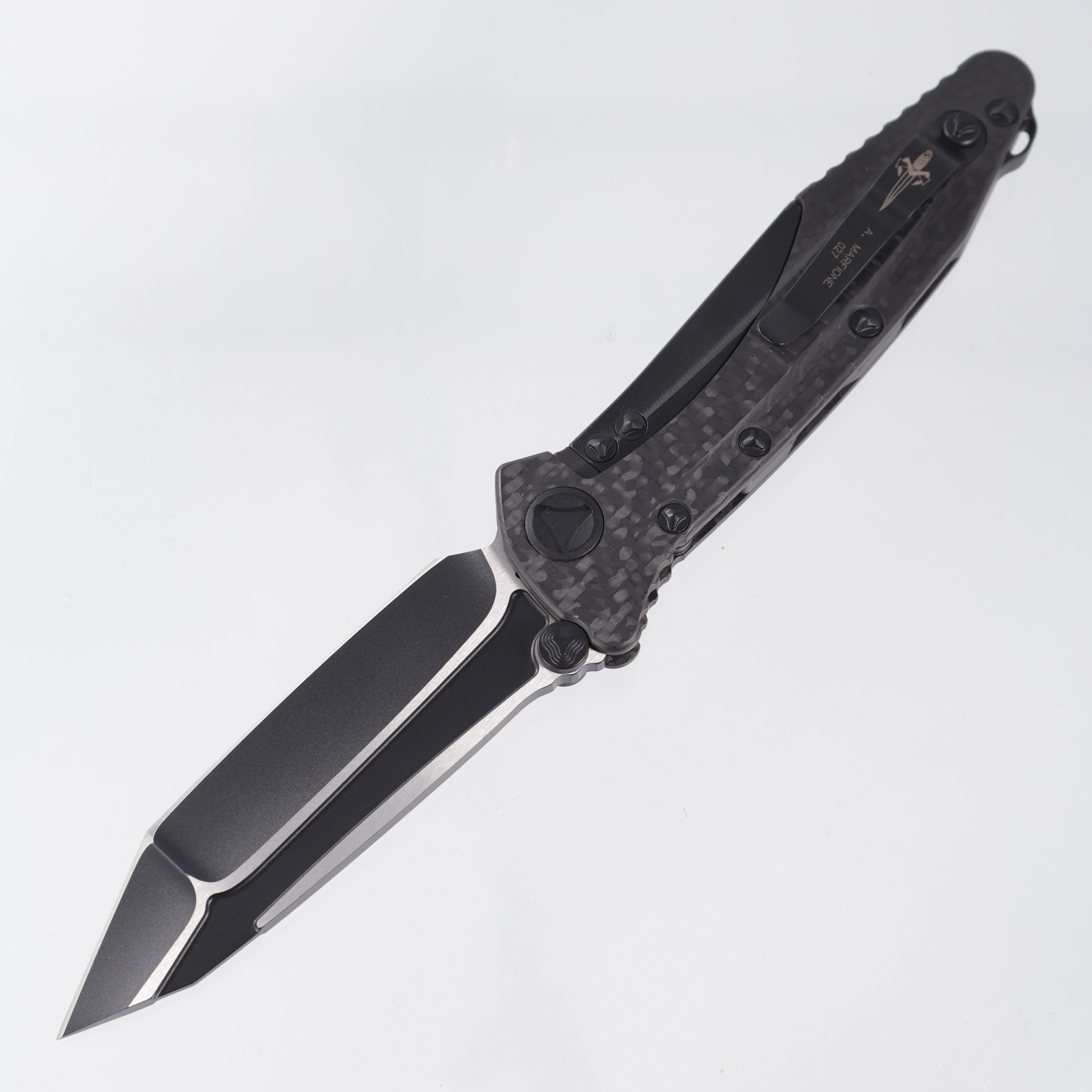 Marfione Custom Socom Delta Tanto - 30K Weave Carbon Fiber - Ceramic Coated 2-Tone Black Blade S/N: 027 *PRE-OWNED*