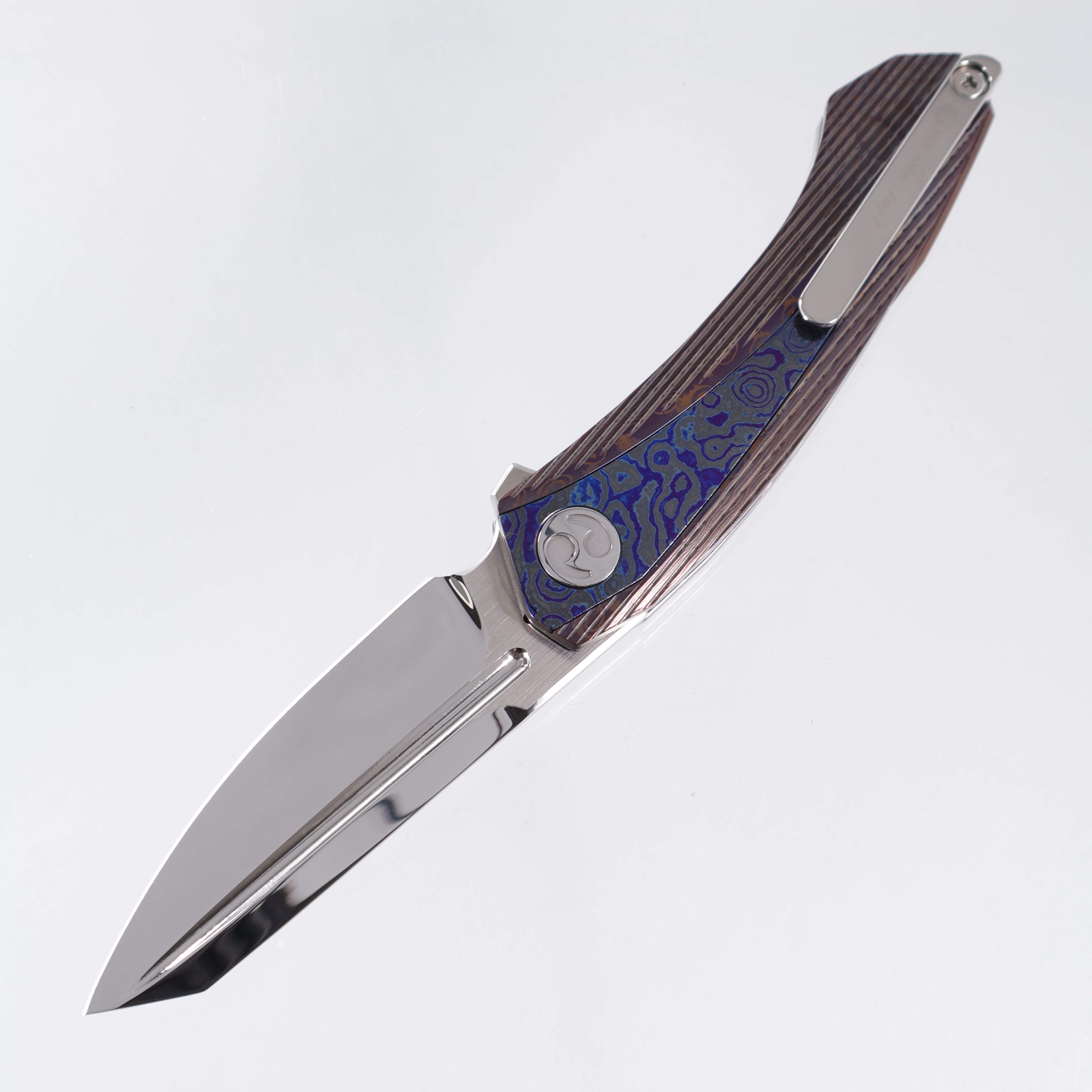 Dew Hara Meteor Custom 1 of 1 - Damascus Aurora Polish w/ ZirMascus Inlays - High Polish M390 - 08/2025 Build *PRE-OWNED*