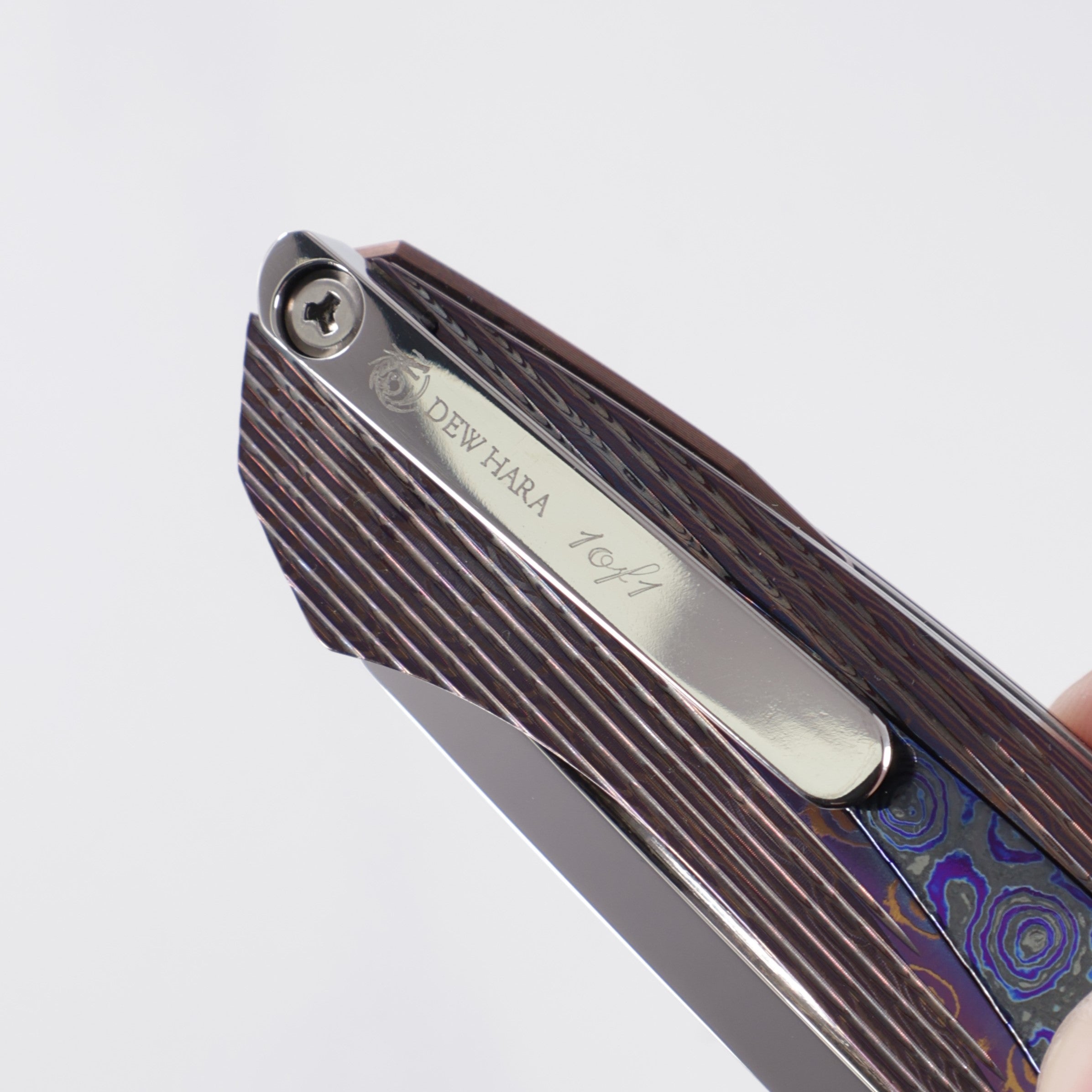 Dew Hara Meteor Custom 1 of 1 - Damascus Aurora Polish w/ ZirMascus Inlays - High Polish M390 - 08/2025 Build *PRE-OWNED*