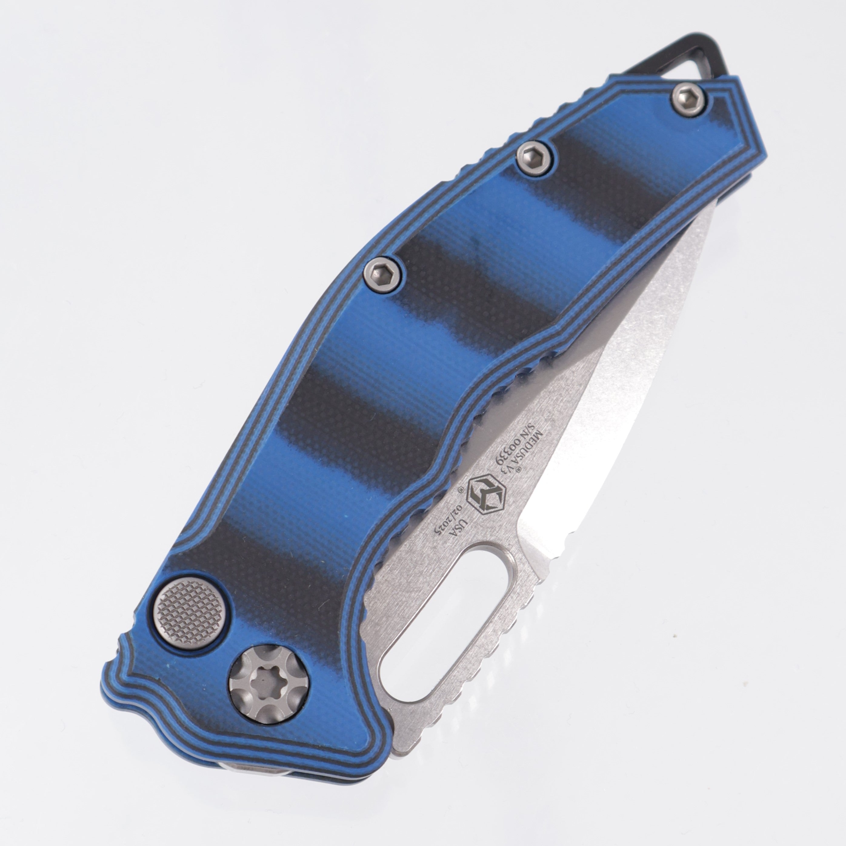 Heretic Medusa V3 Auto Tanto - Blue / Black G10 - Stonewash Magnacut - H011-2A-G10/BLU *PRE-OWNED*