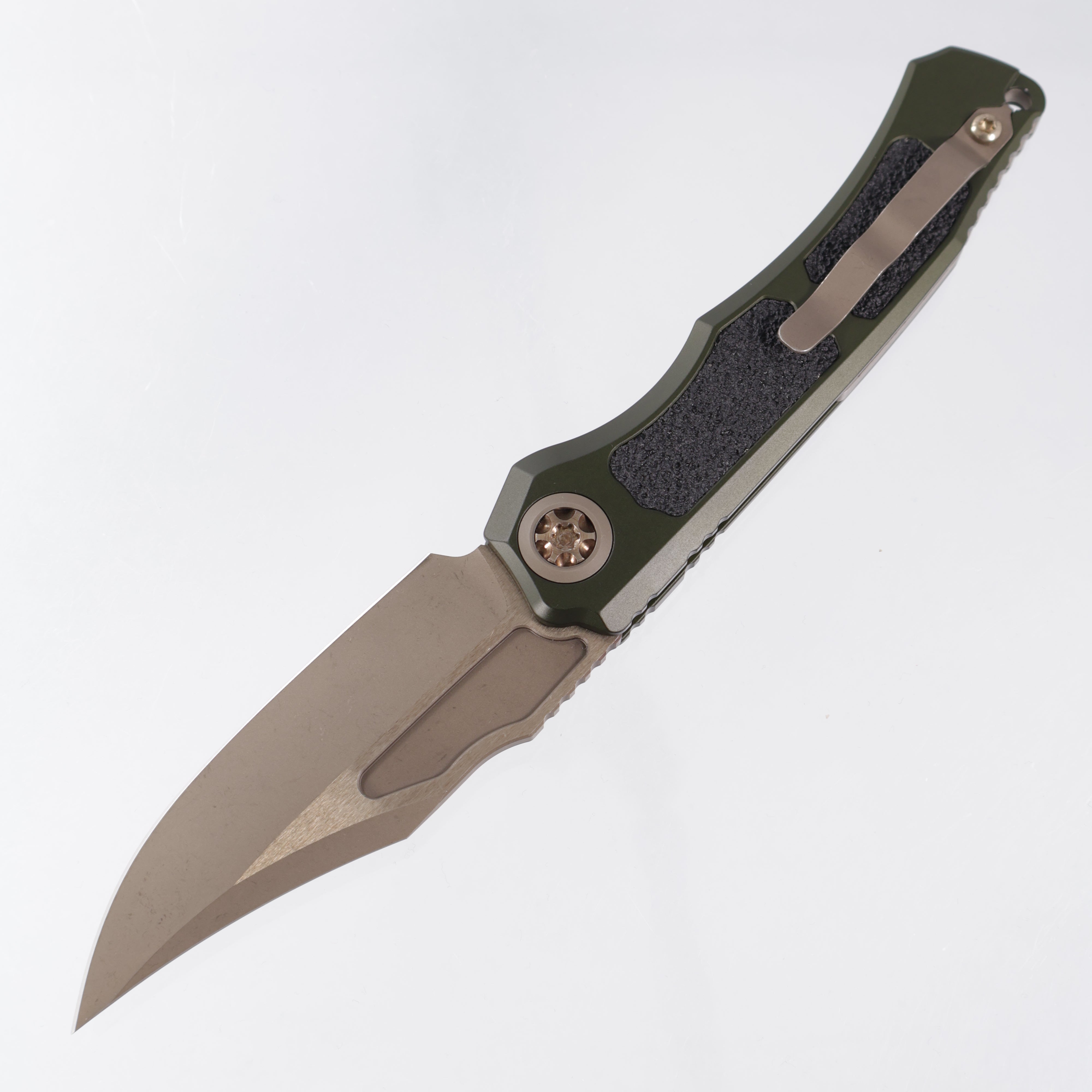 Heretic Wraith V4 Auto Bowie - OD Green Aluminum - Bronze Magnacut - H002-7A-GRN *PRE-OWNED*