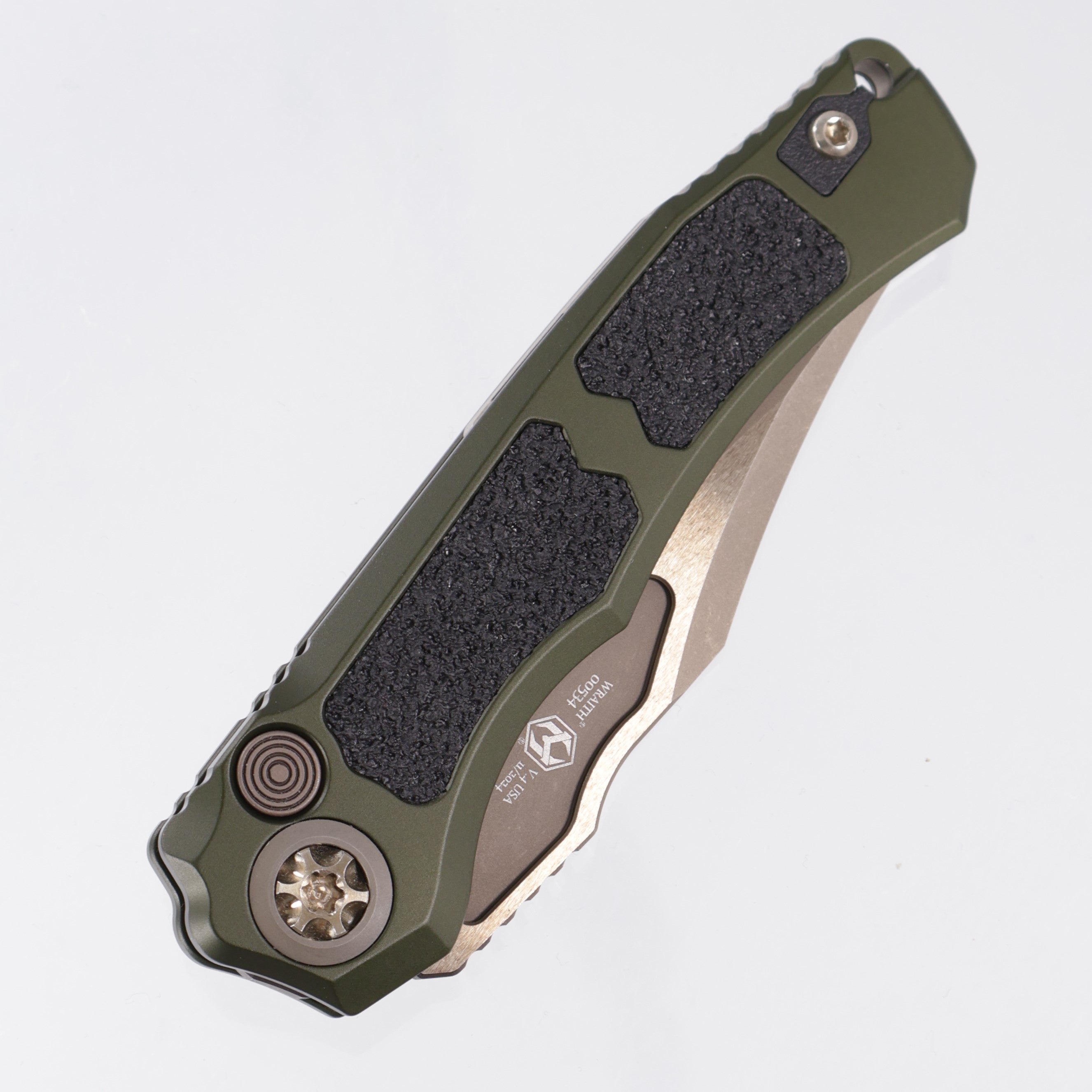 Heretic Wraith V4 Auto Bowie - OD Green Aluminum - Bronze Magnacut - H002-7A-GRN *PRE-OWNED*