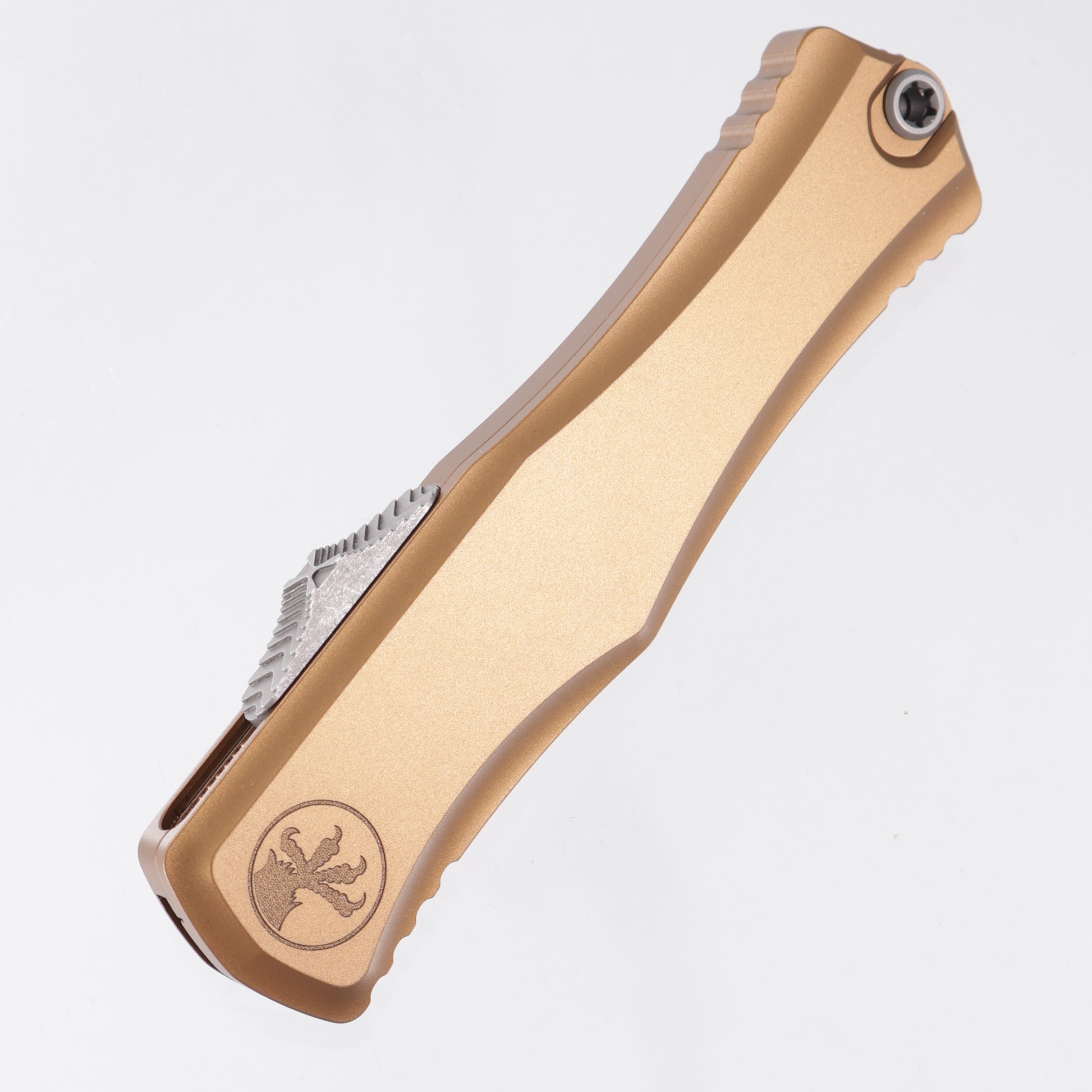 Microtech Hera II Double Edge - Tan Aluminum - Apocalyptic M390MK - 1702-10 APTA *PRE-OWNED*