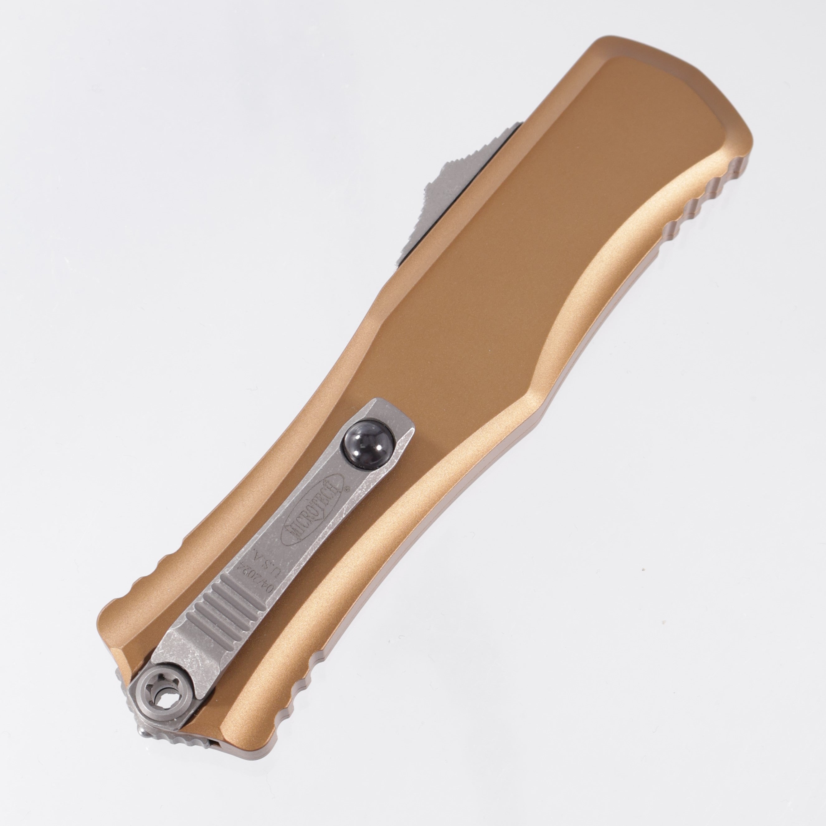 Microtech Hera II Double Edge - Tan Aluminum - Apocalyptic M390MK - 1702-10 APTA *PRE-OWNED*
